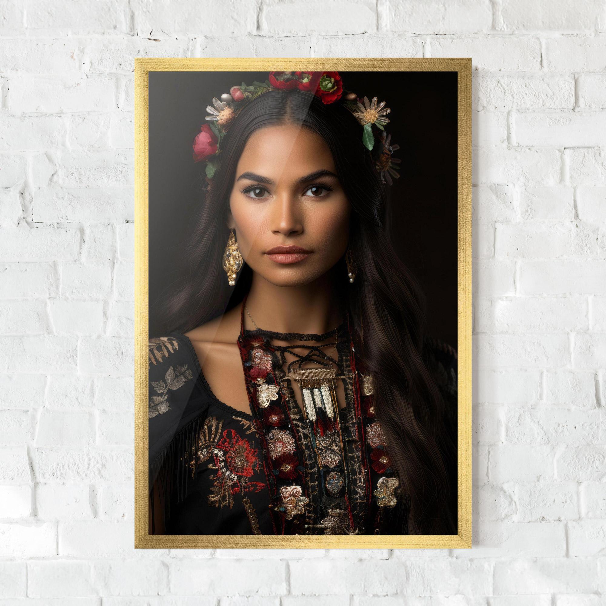 Poster Înrămat Native American Long Hair mockup 0