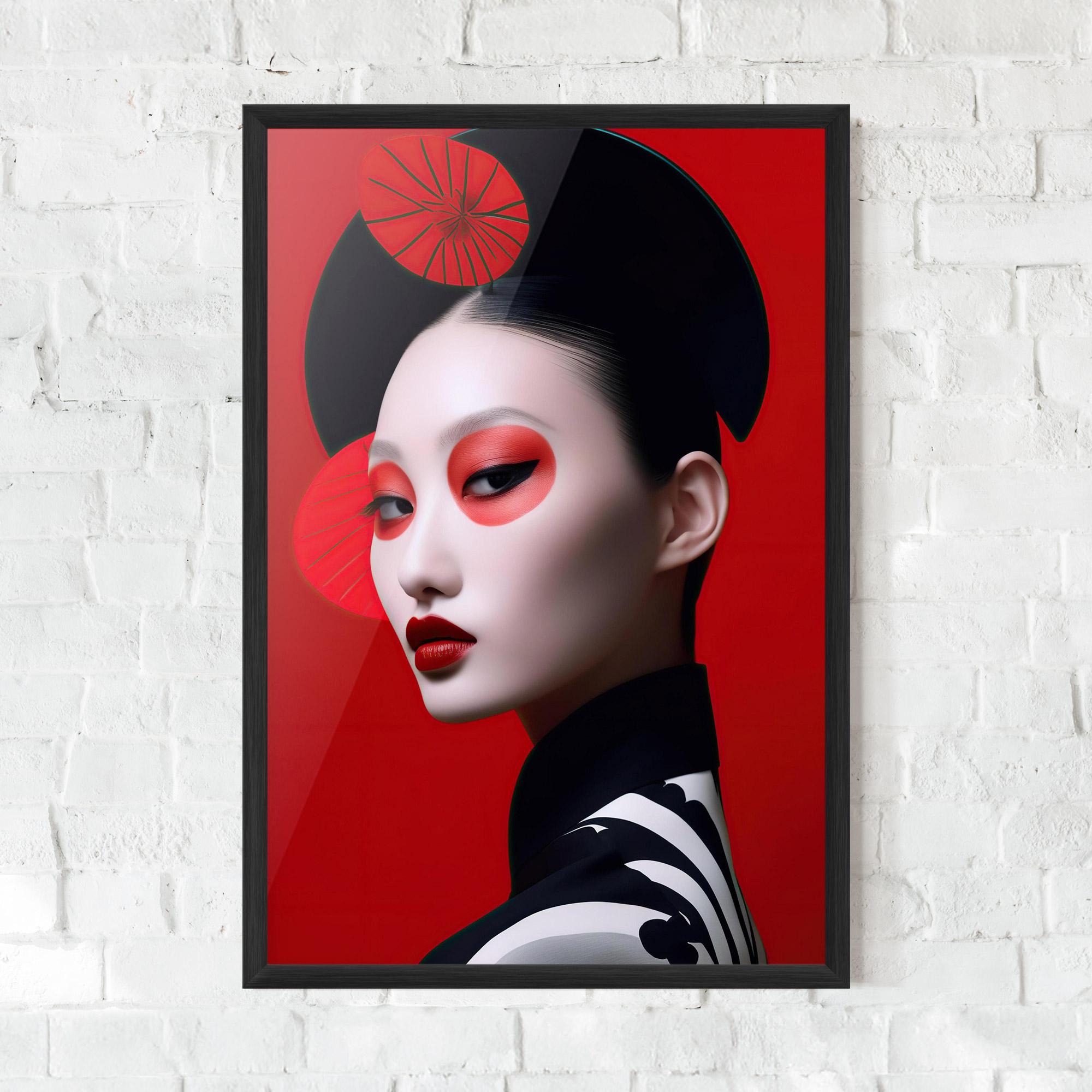Poster Înrămat Asiatic Red Makeup mockup 0