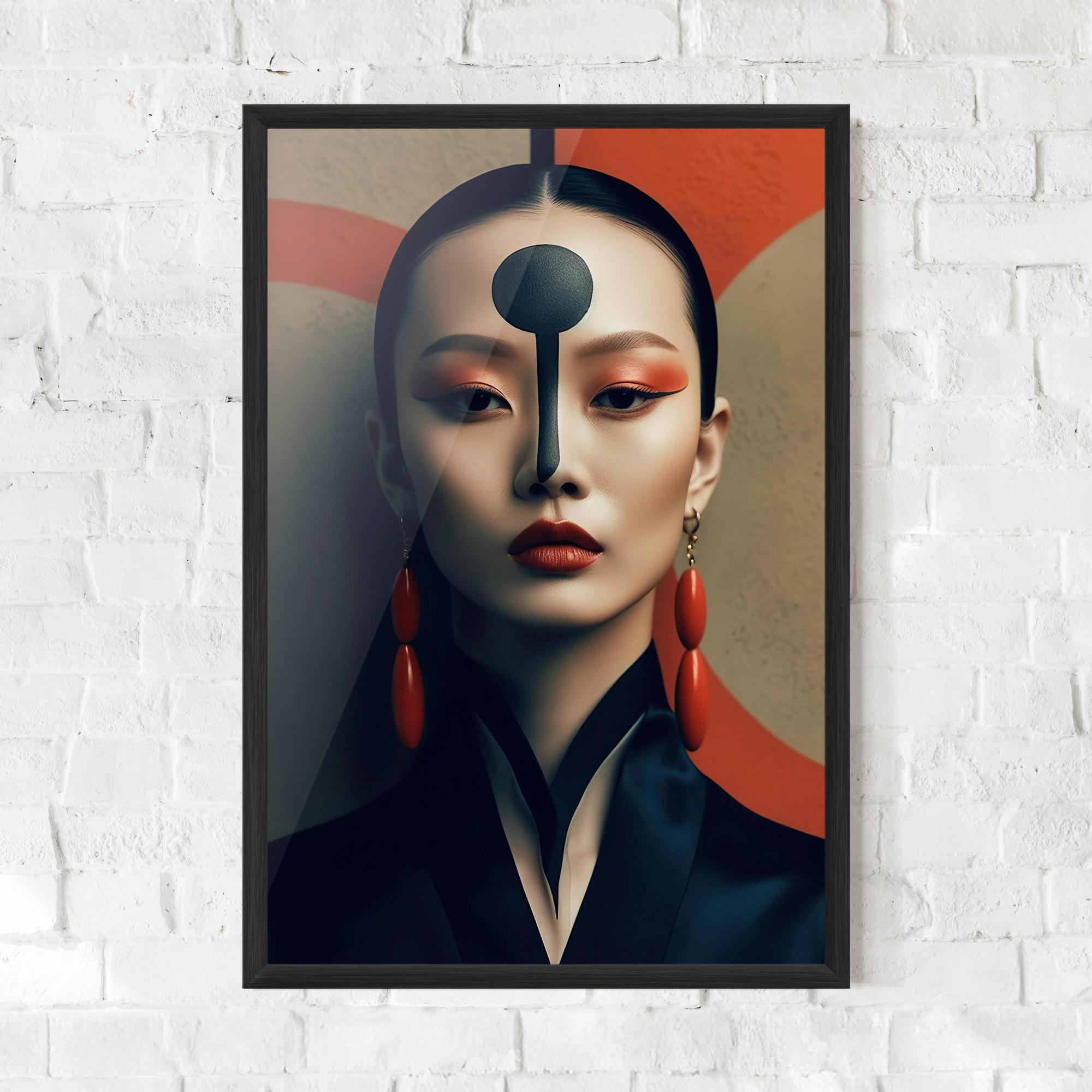 Poster Înrămat Black Circle Asian Woman mockup 0