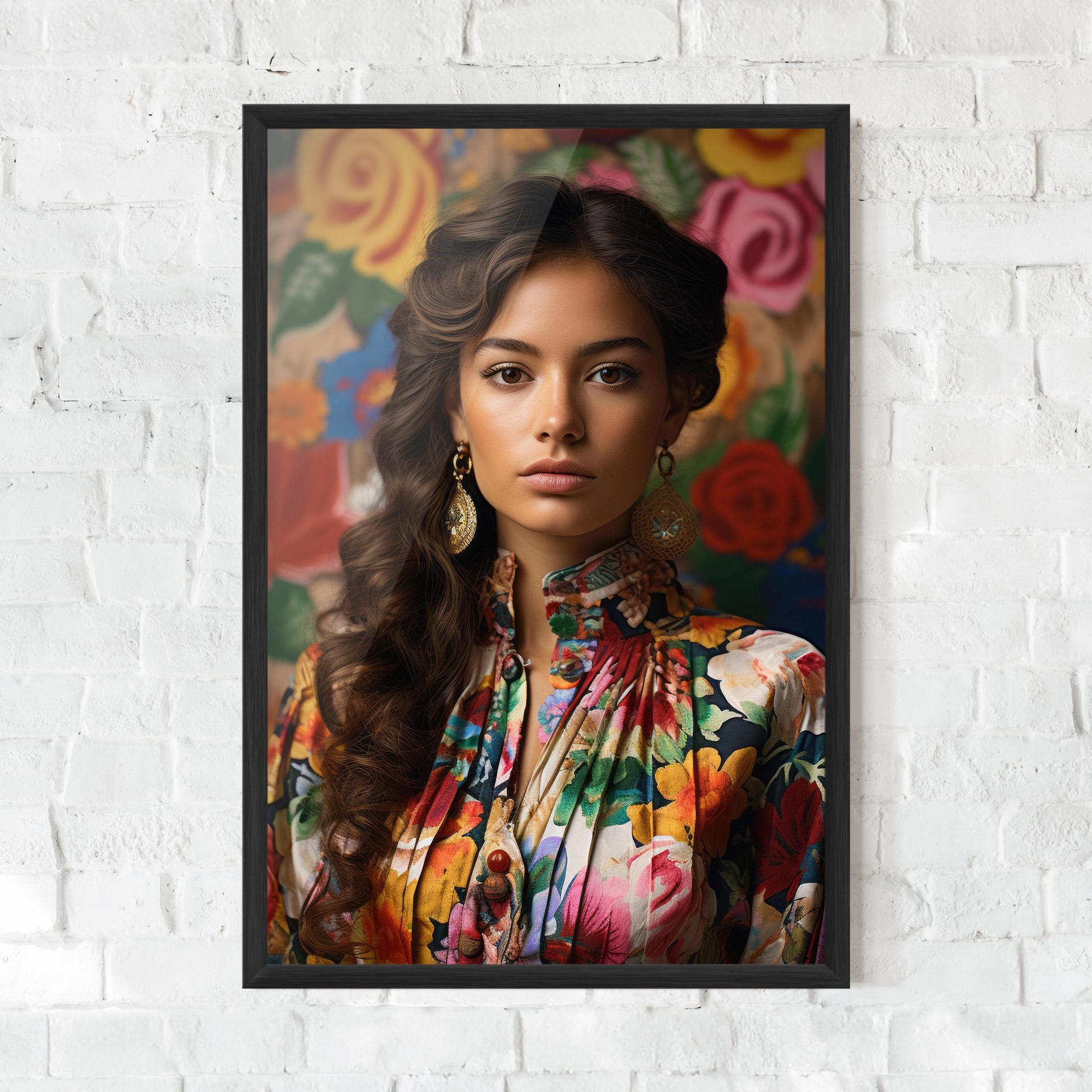 Poster Înrămat Floral Dress Long Hair mockup 0
