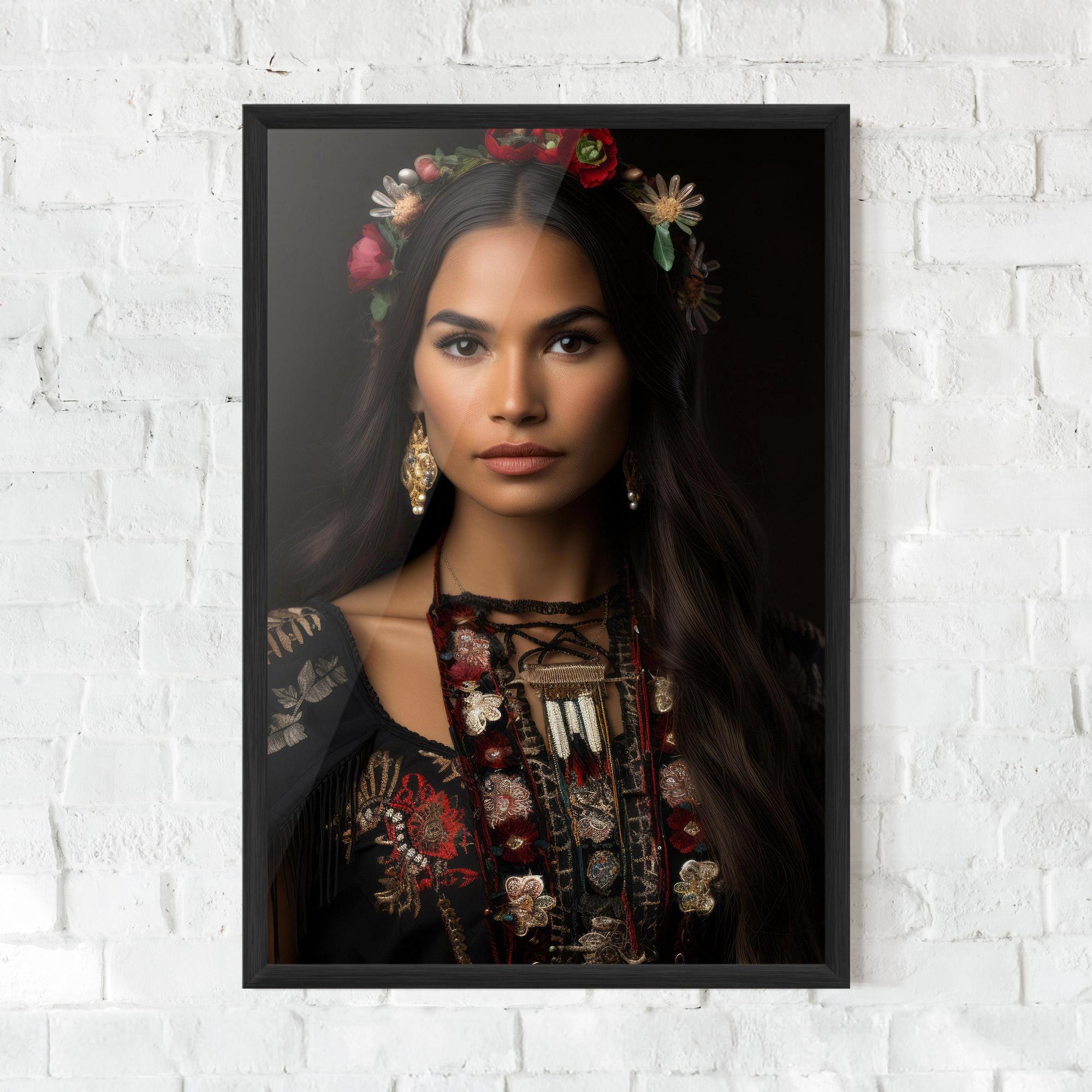 Poster Înrămat Native American Long Hair mockup 0