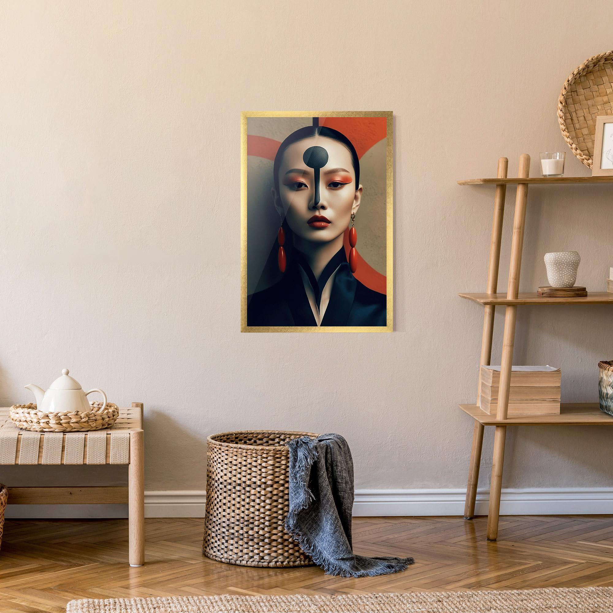 Poster Înrămat Black Circle Asian Woman mockup 9