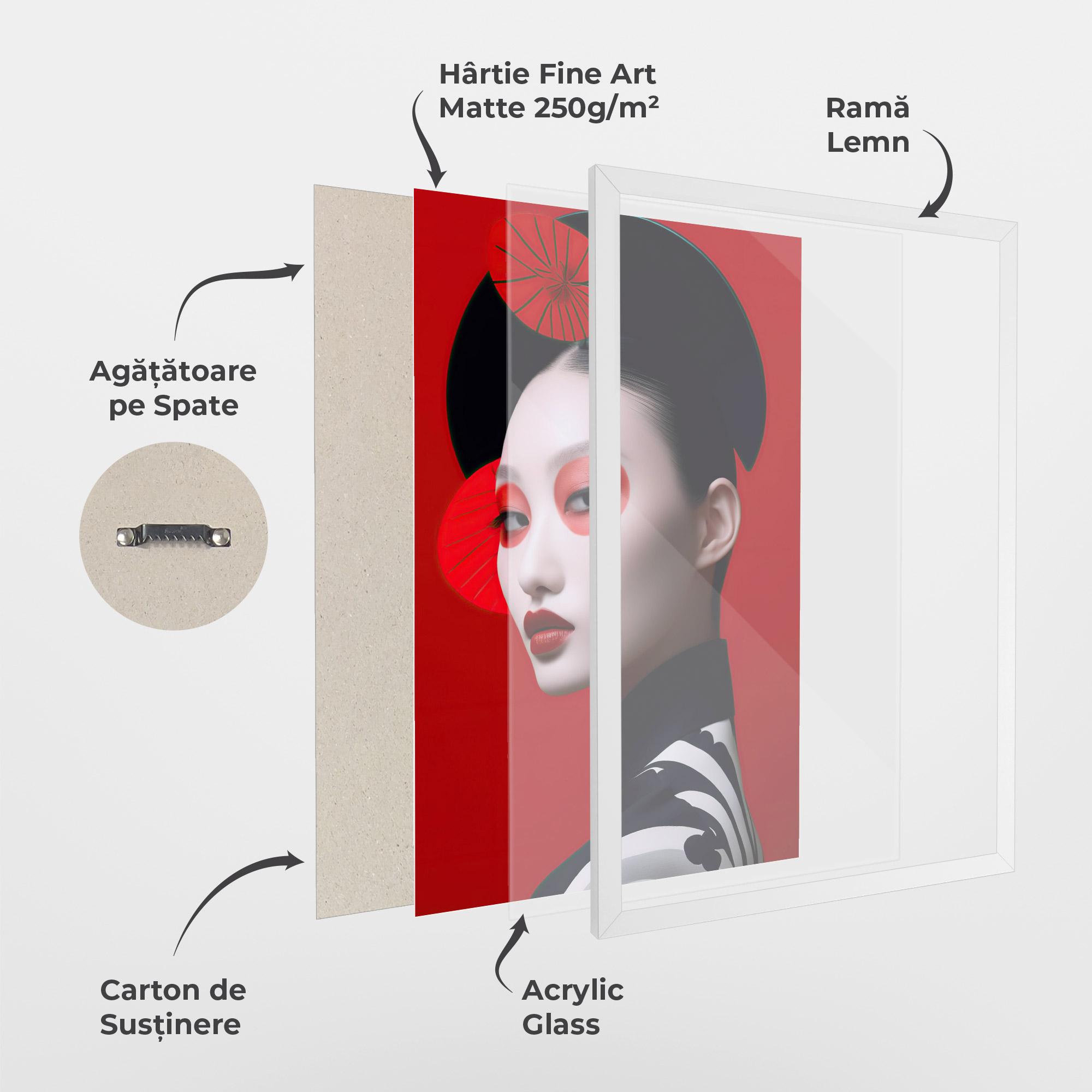 Poster Înrămat Asiatic Red Makeup mockup 1