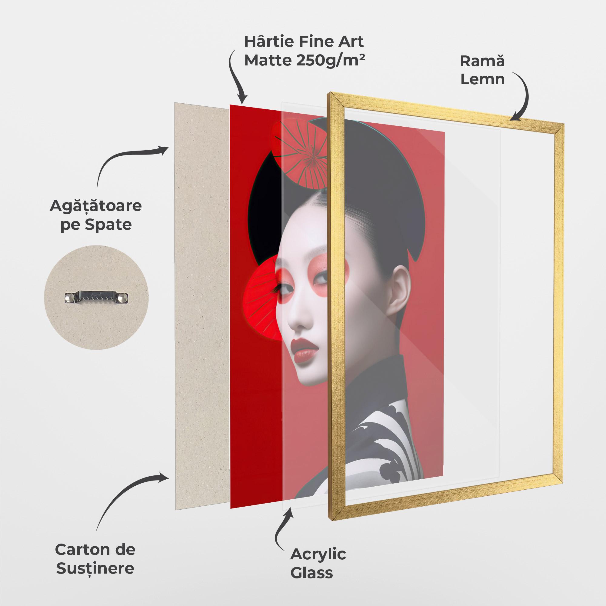 Poster Înrămat Asiatic Red Makeup mockup 1