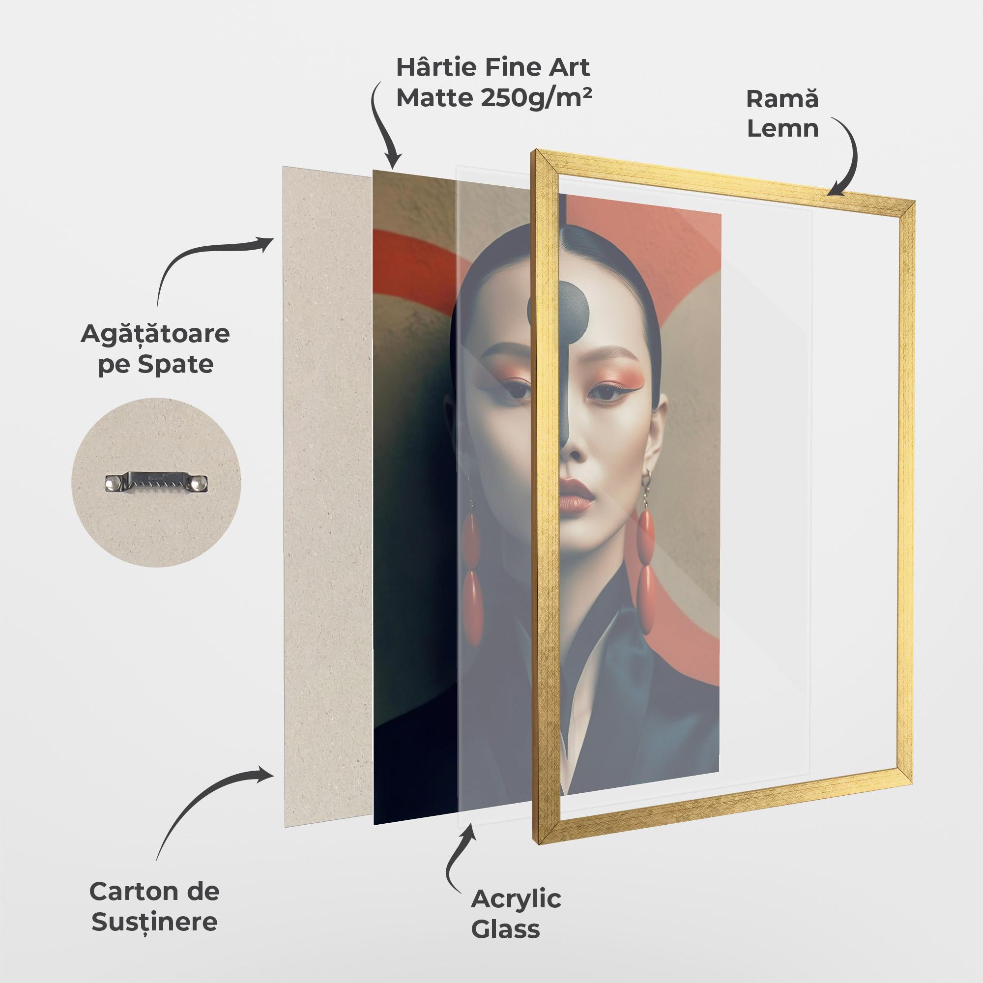 Poster Înrămat Black Circle Asian Woman mockup 1