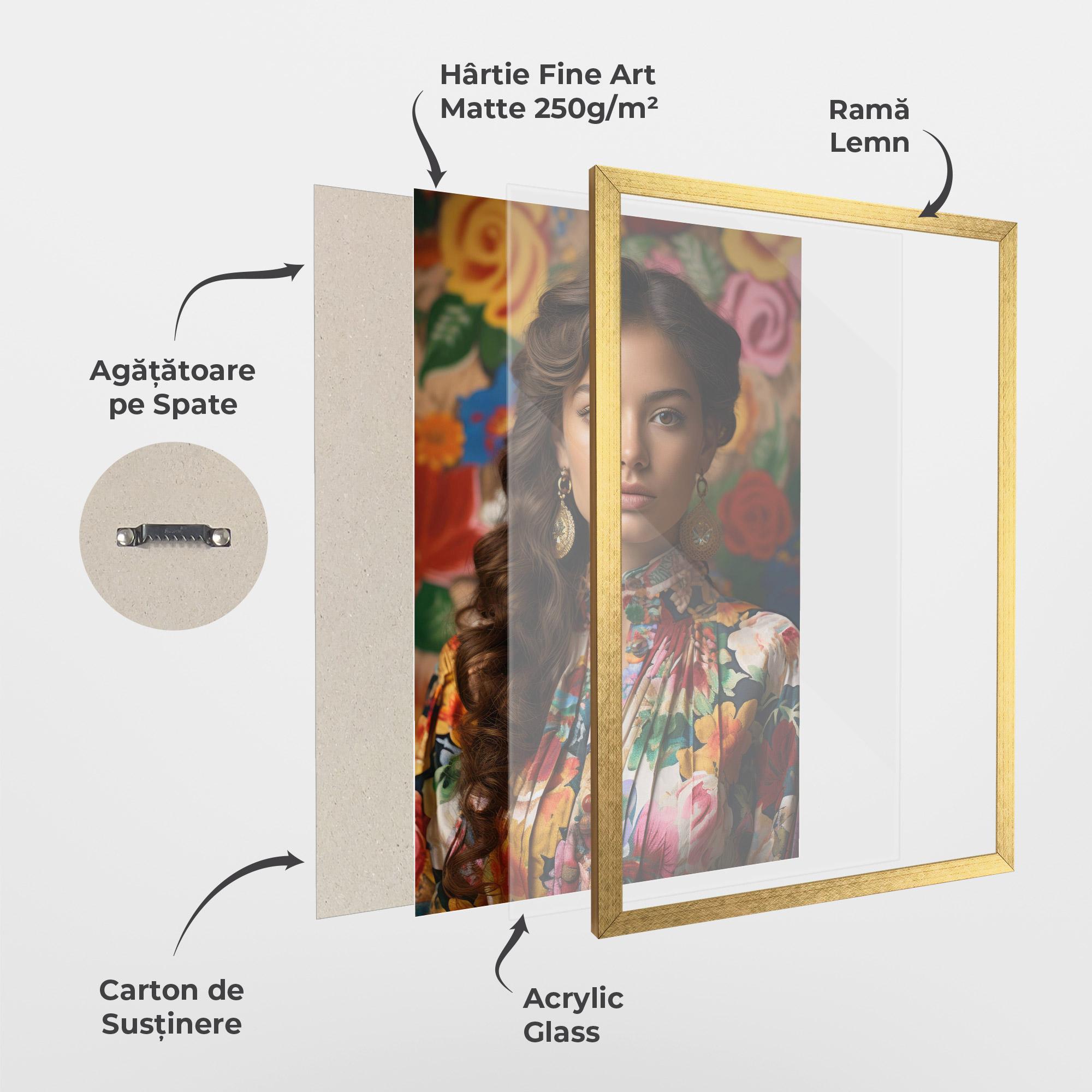 Poster Înrămat Floral Dress Long Hair mockup 1