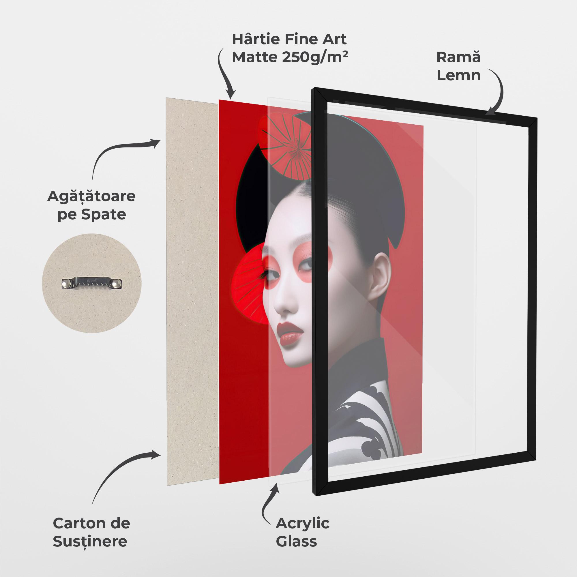 Poster Înrămat Asiatic Red Makeup mockup 1