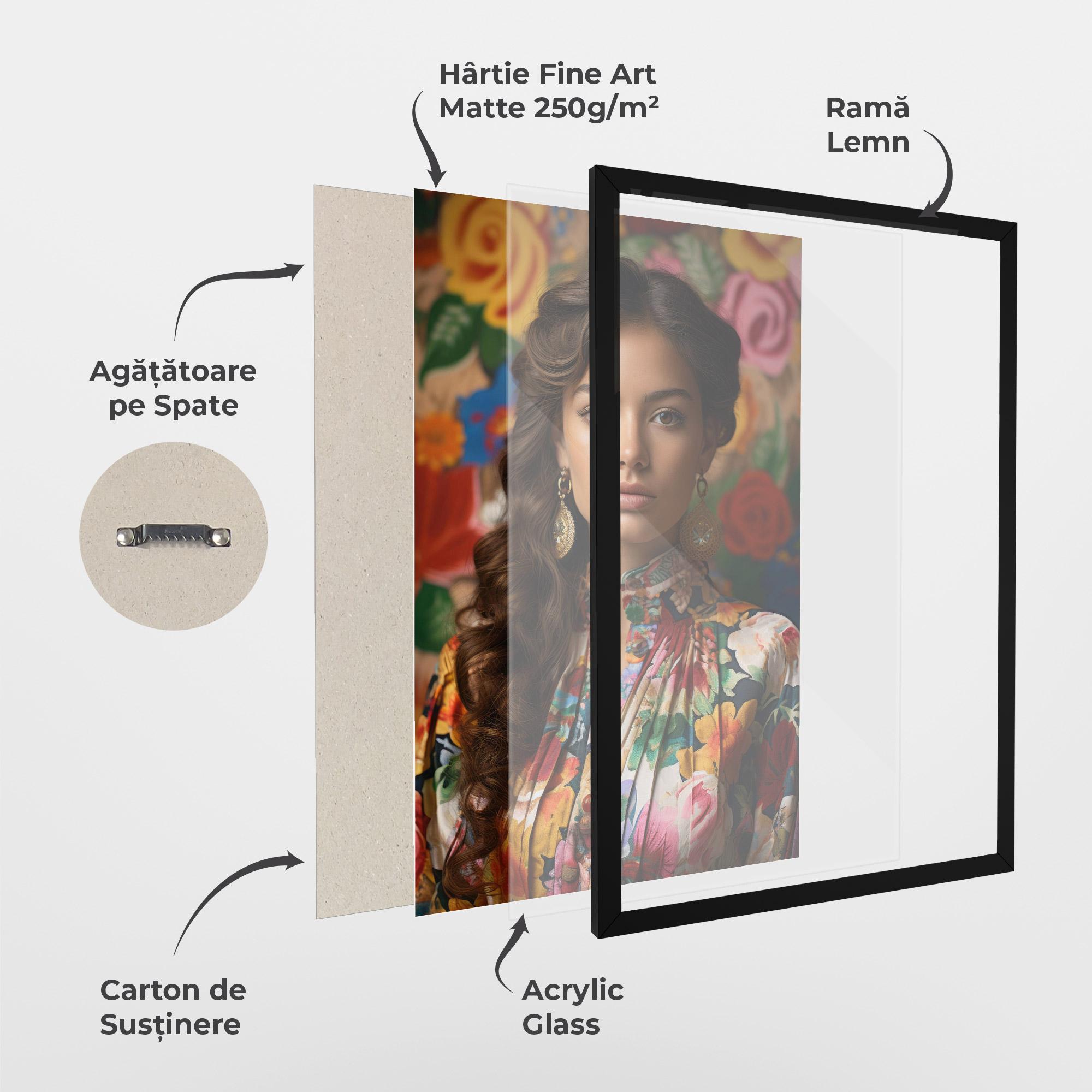 Poster Înrămat Floral Dress Long Hair mockup 1