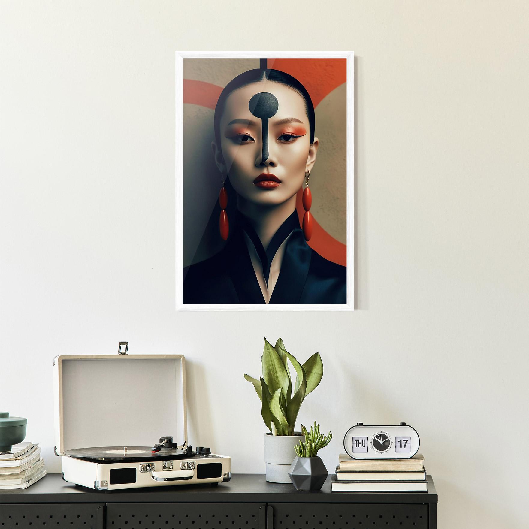 Poster Înrămat Black Circle Asian Woman mockup 2