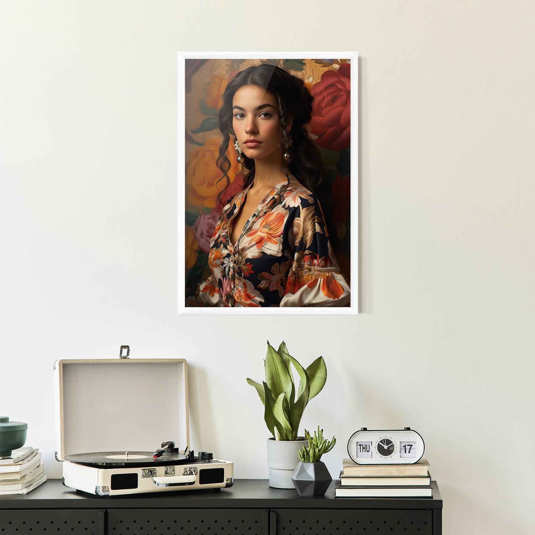 Poster Înrămat Floral Dress Lady mockup 2