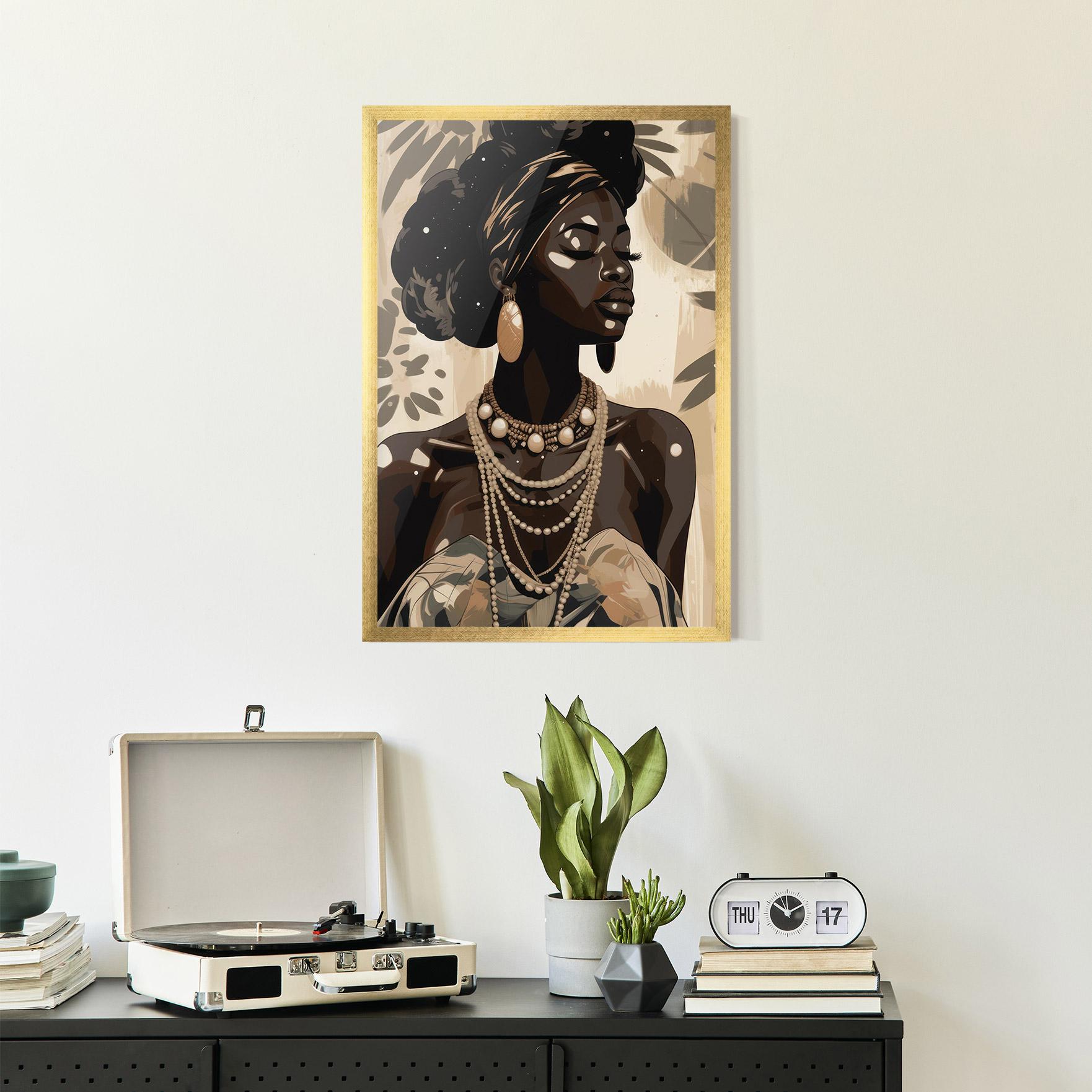 Poster Înrămat African Woman On Cream mockup 2