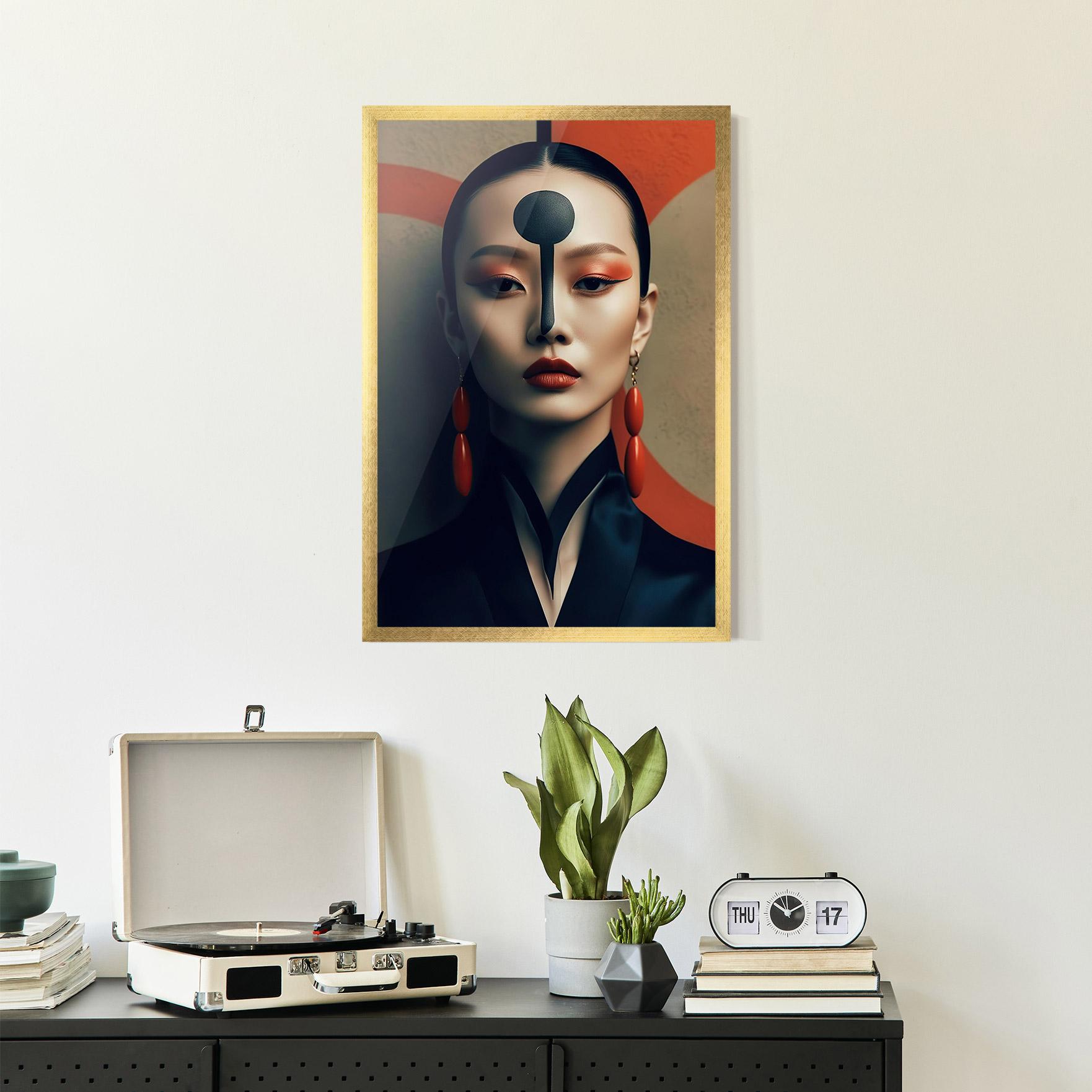 Poster Înrămat Black Circle Asian Woman mockup 2