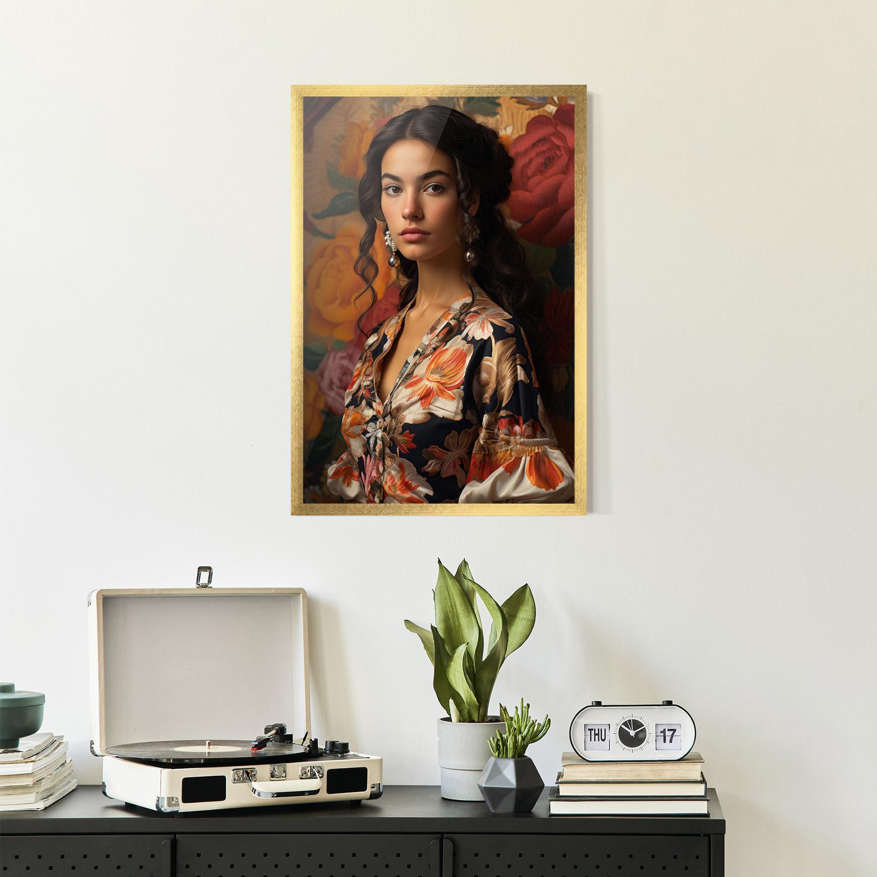 Poster Înrămat Floral Dress Lady mockup 2