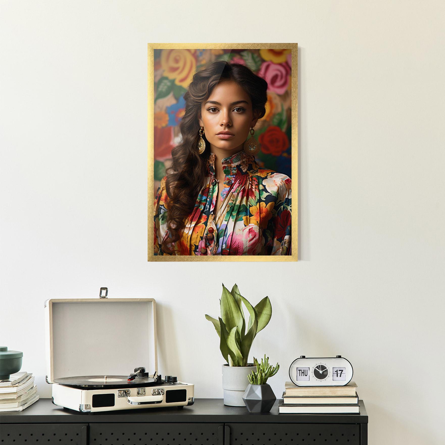 Poster Înrămat Floral Dress Long Hair mockup 2