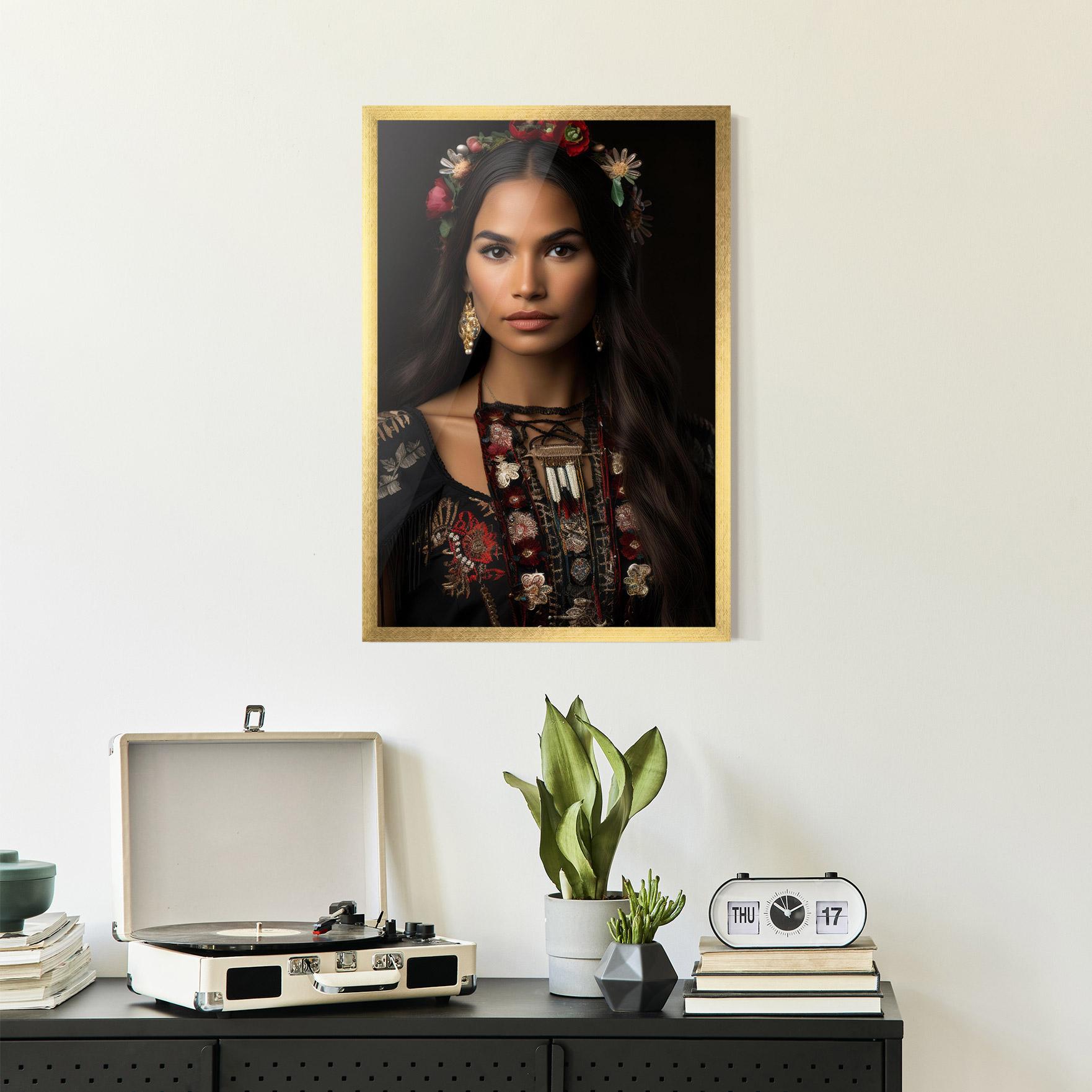 Poster Înrămat Native American Long Hair mockup 2