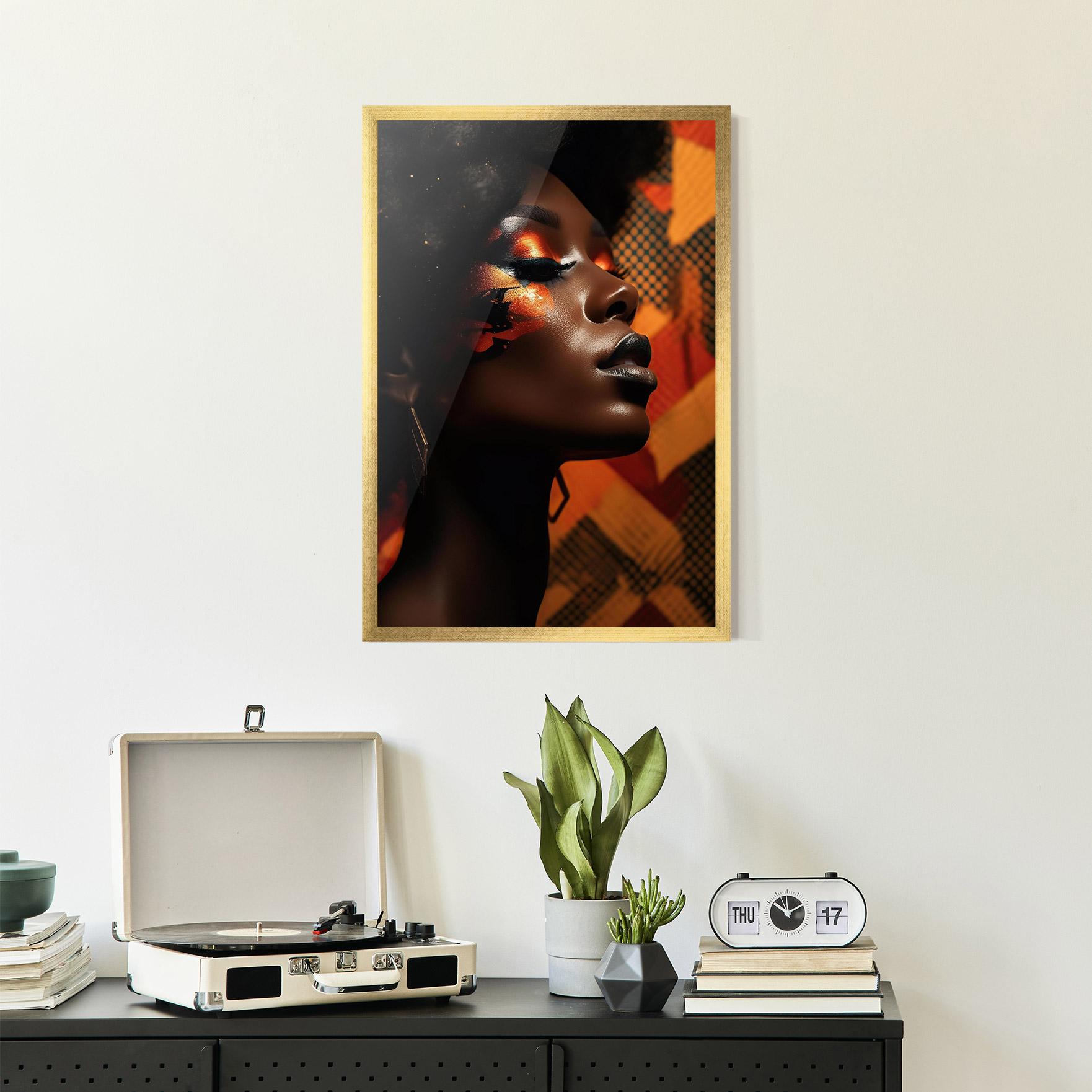 Poster Înrămat Orange African Makeup mockup 2
