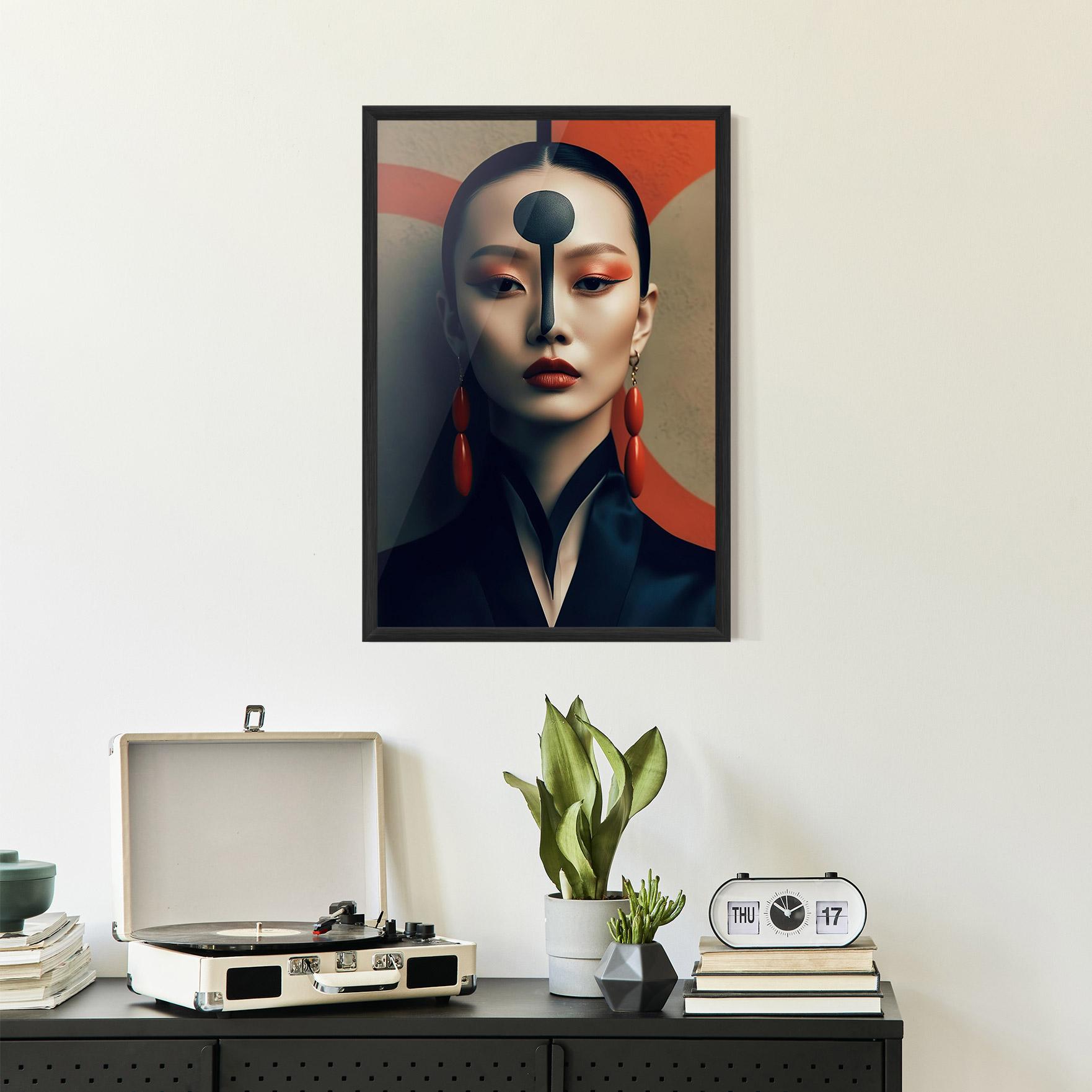 Poster Înrămat Black Circle Asian Woman mockup 2