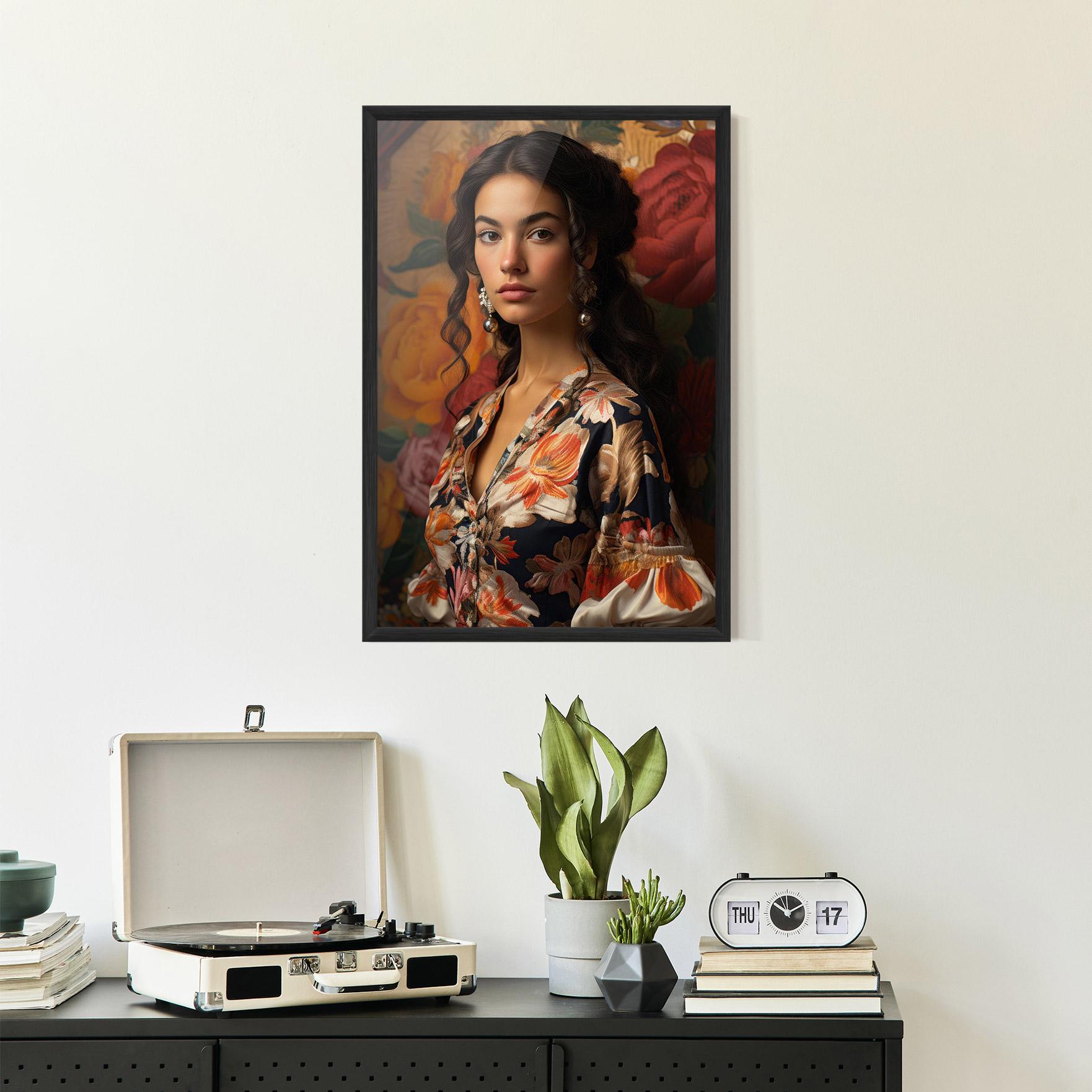 Poster Înrămat Floral Dress Lady mockup 2