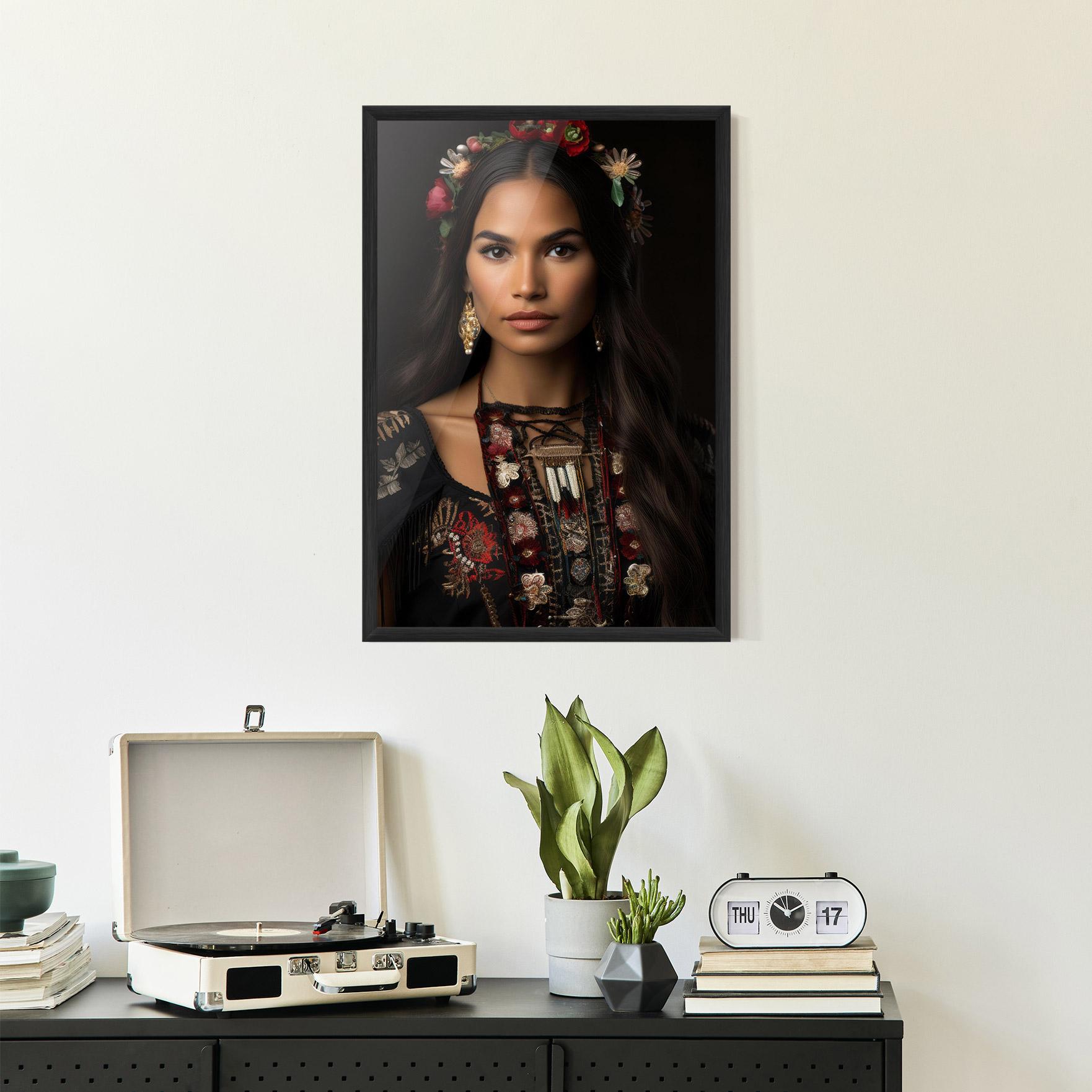 Poster Înrămat Native American Long Hair mockup 2