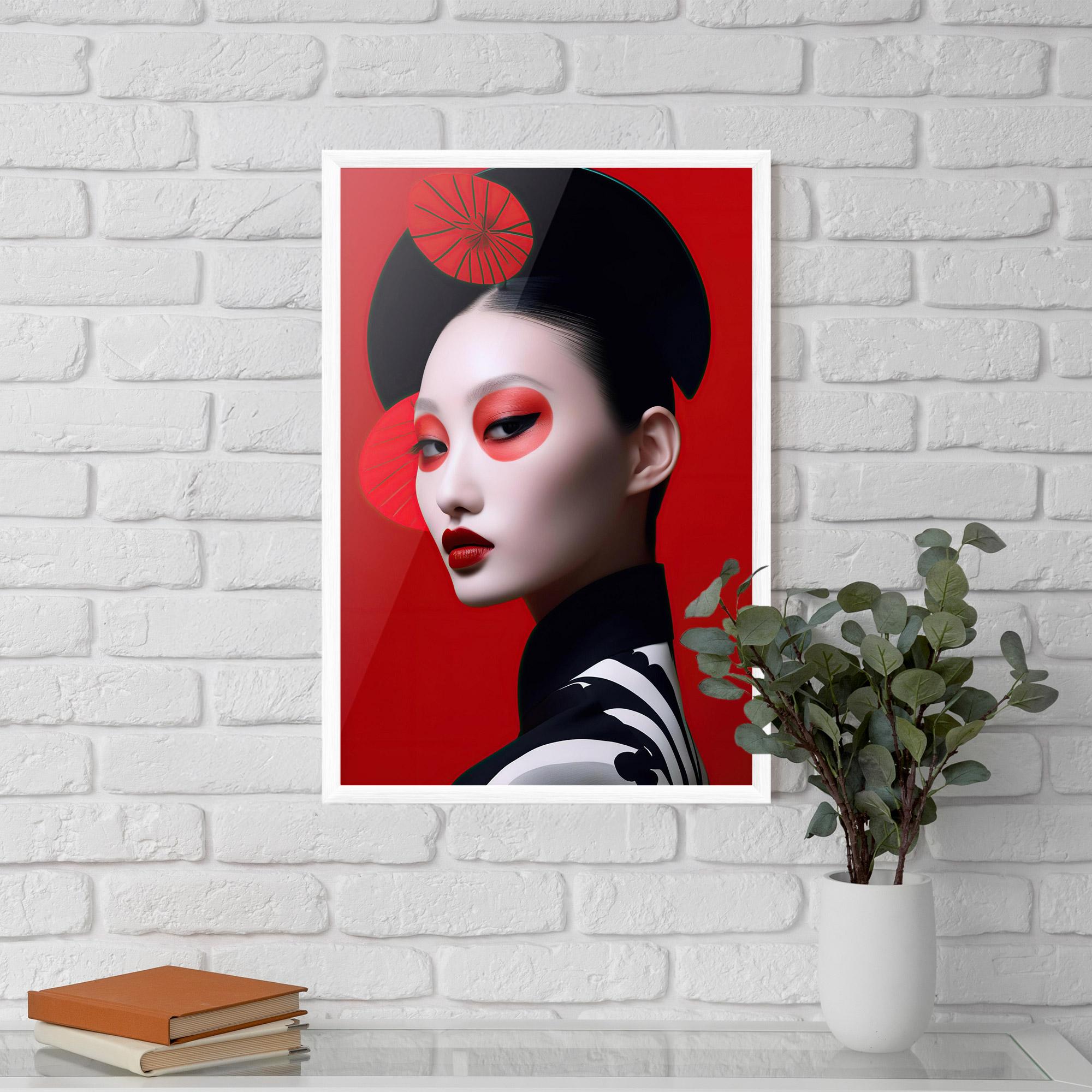 Poster Înrămat Asiatic Red Makeup mockup 5