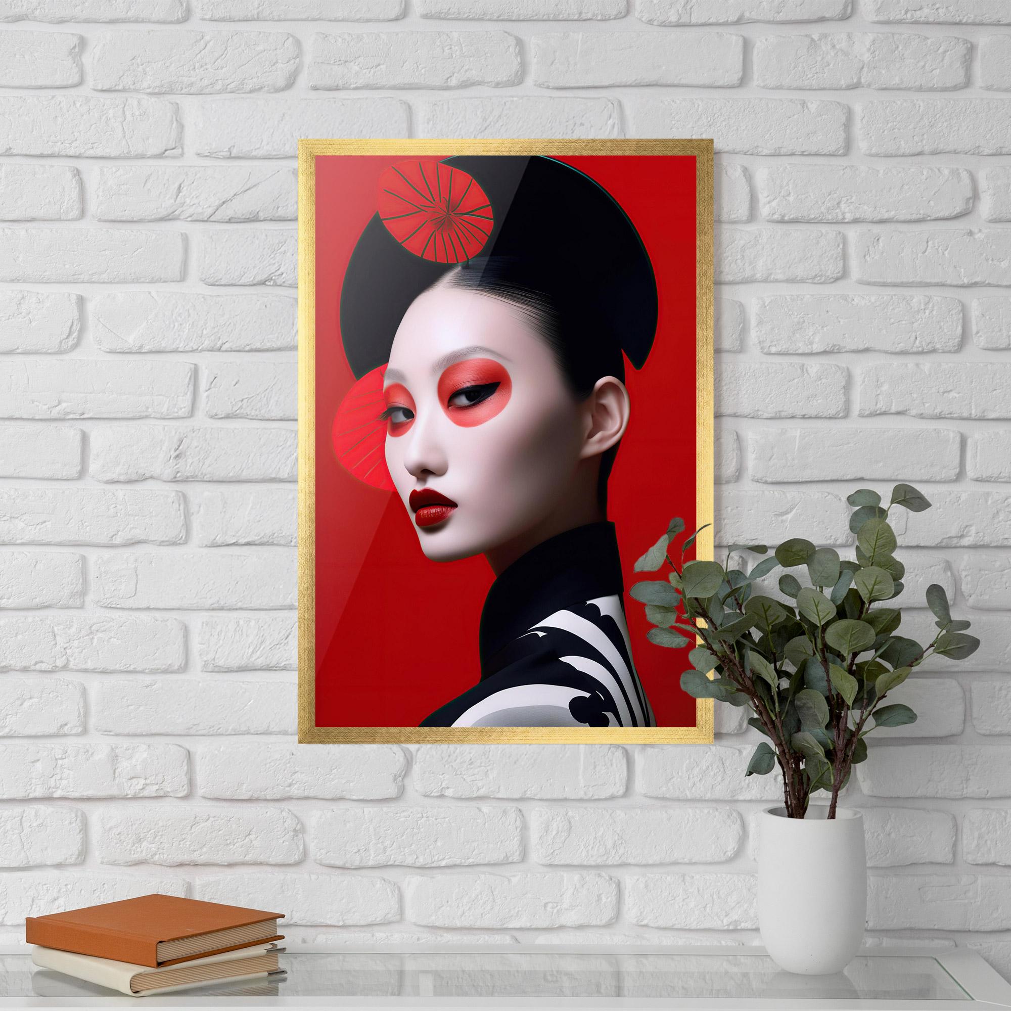 Poster Înrămat Asiatic Red Makeup mockup 5