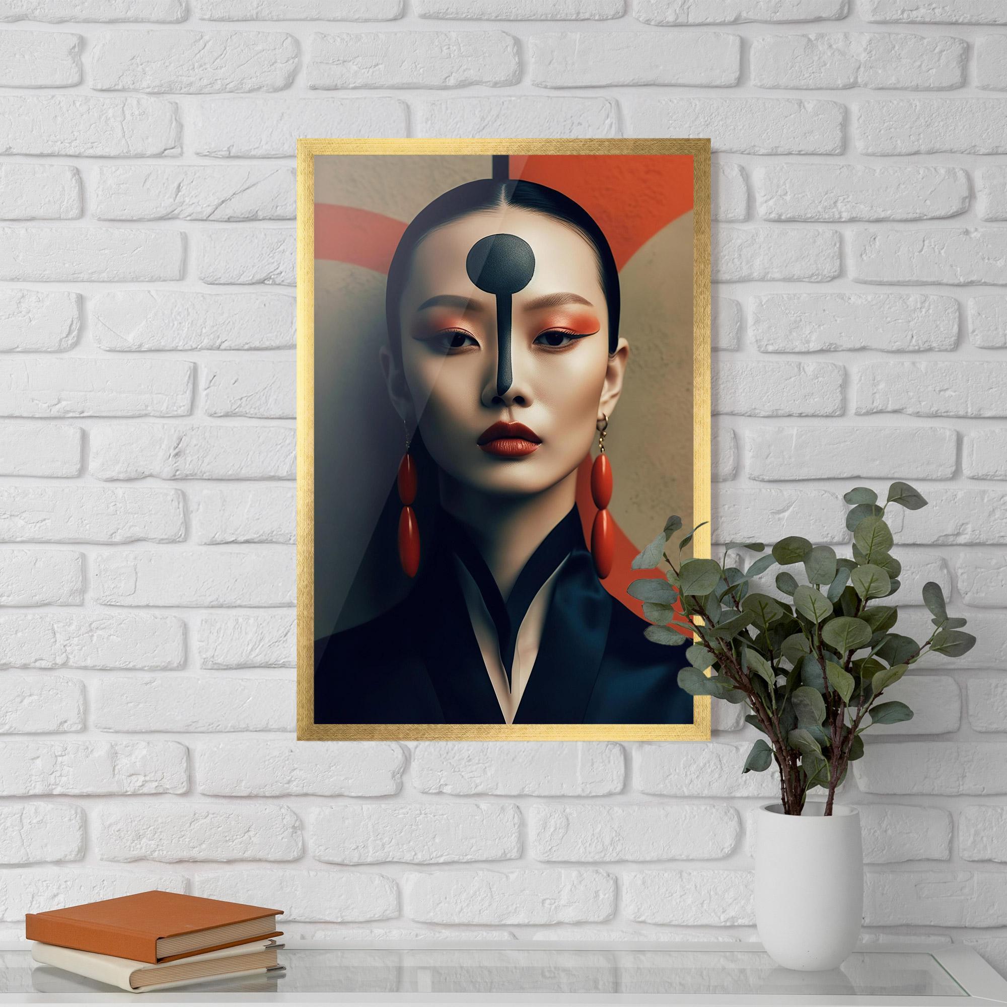Poster Înrămat Black Circle Asian Woman mockup 5