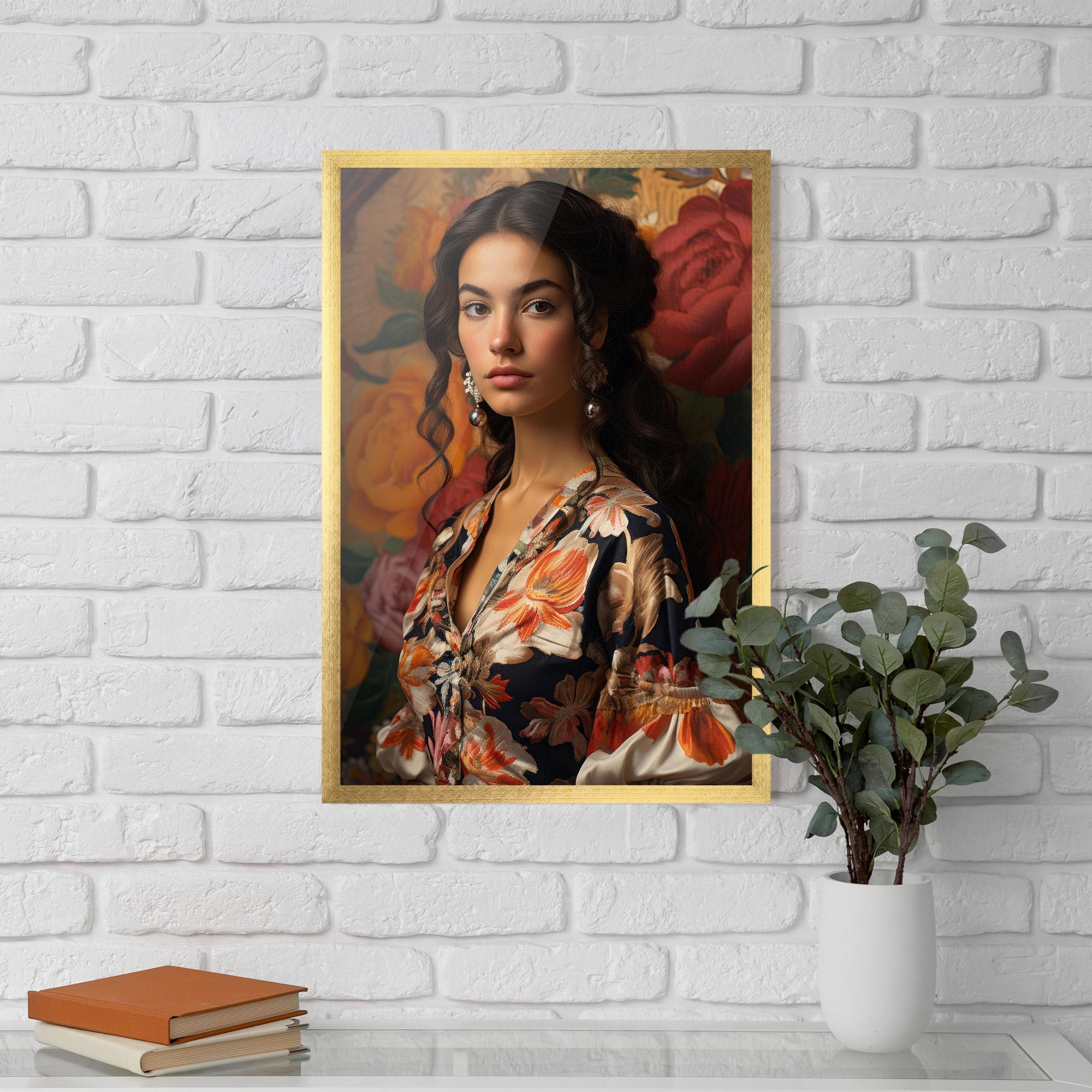 Poster Înrămat Floral Dress Lady mockup 5