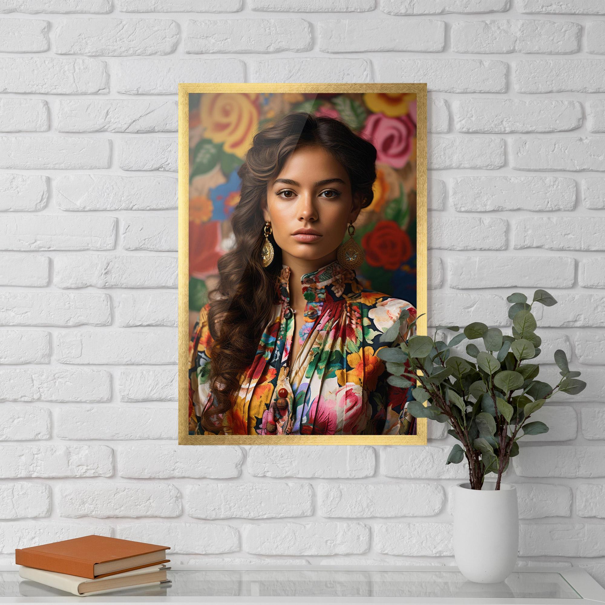 Poster Înrămat Floral Dress Long Hair mockup 5