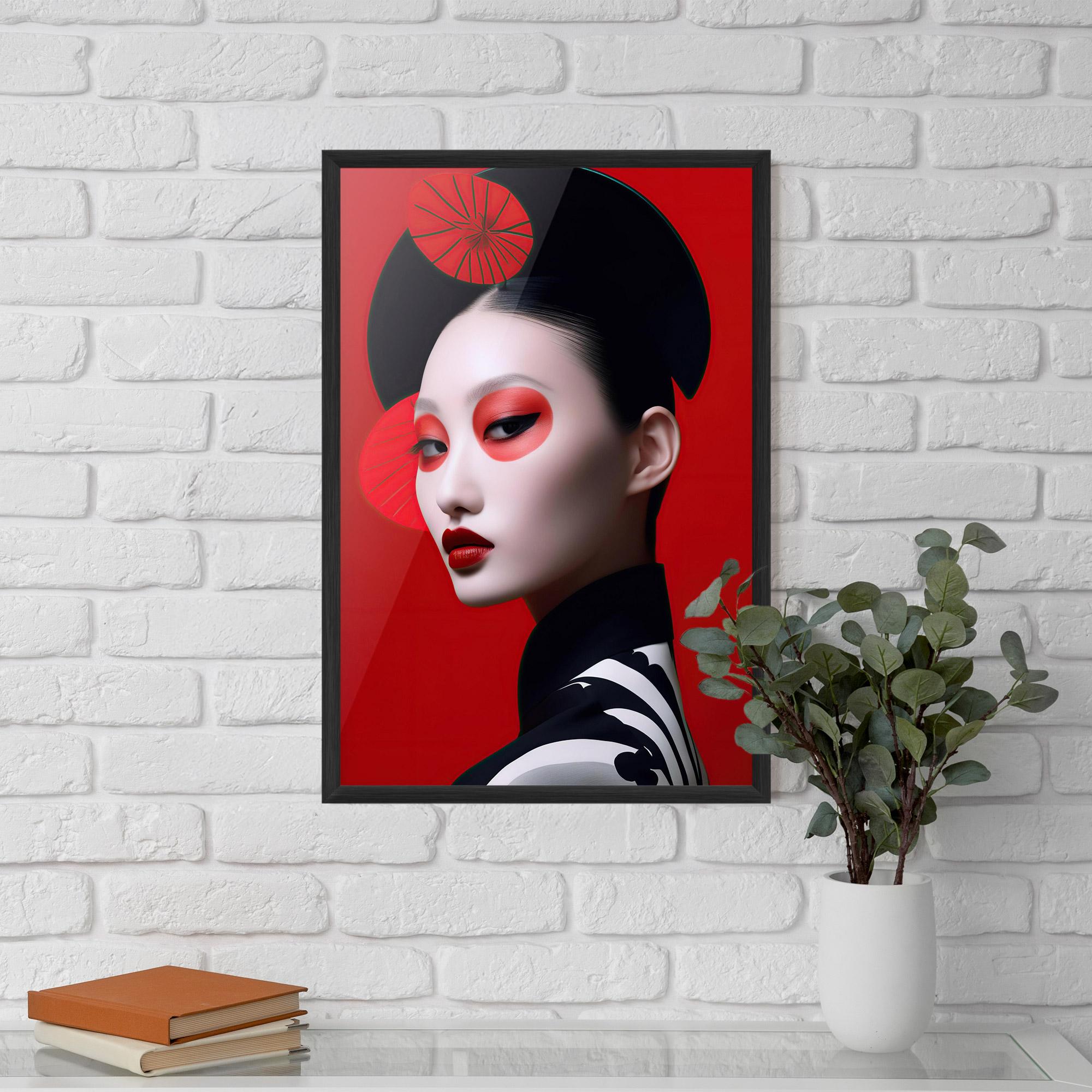 Poster Înrămat Asiatic Red Makeup mockup 5