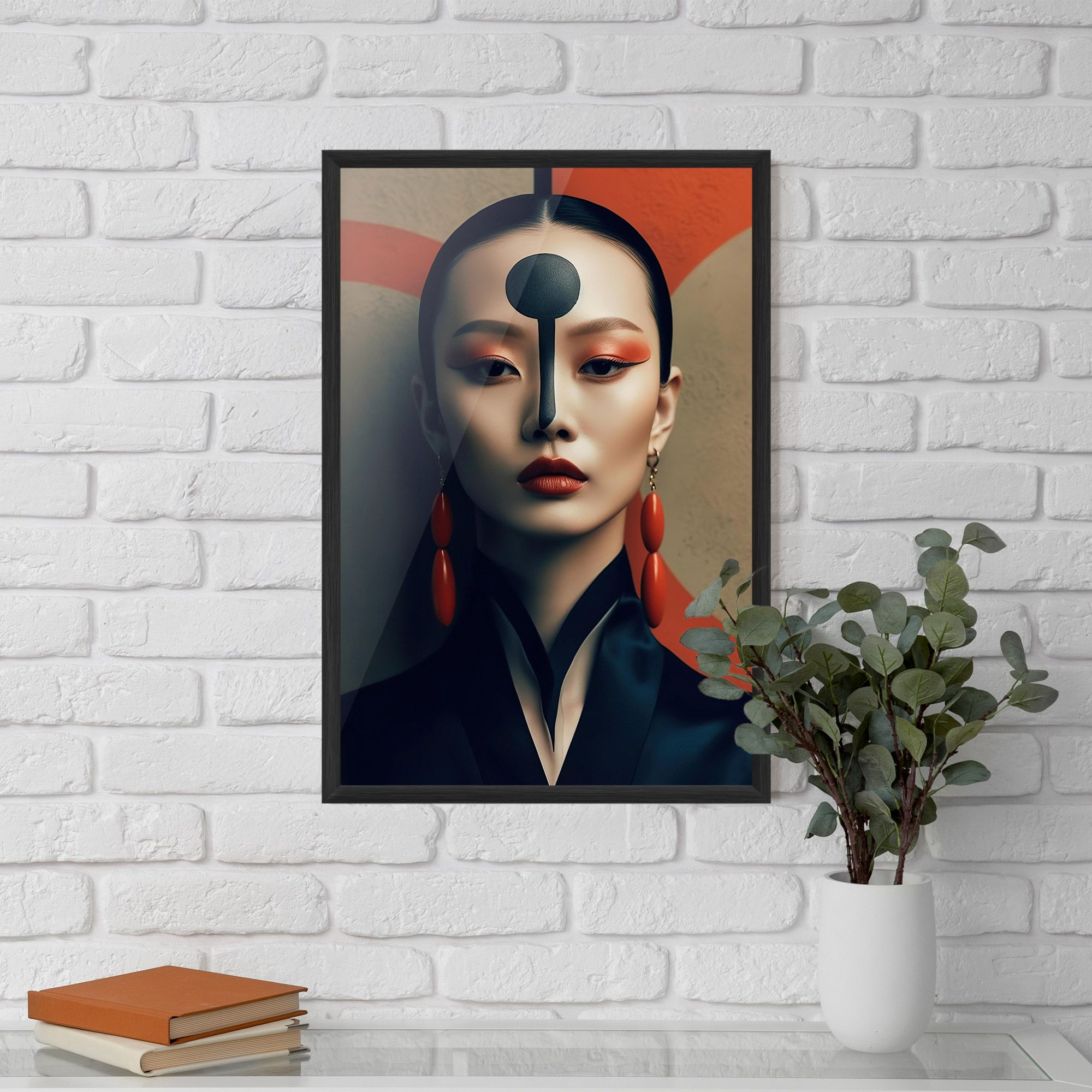 Black Circle Asian Woman mockup 5
