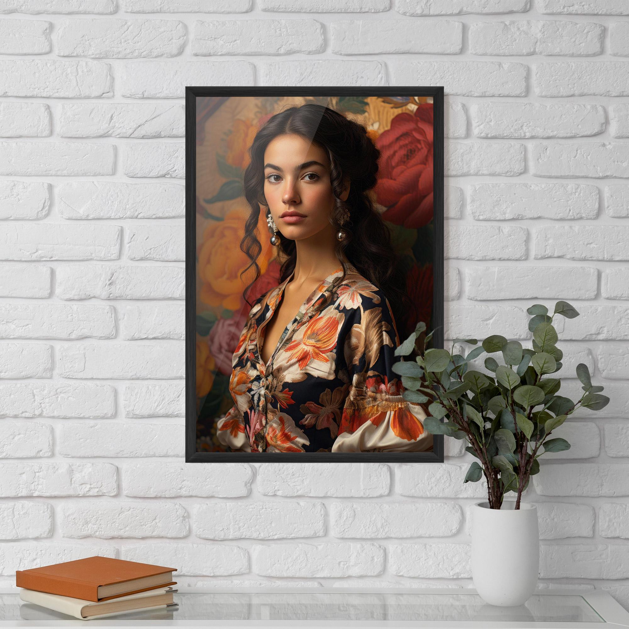 Poster Înrămat Floral Dress Lady mockup 5