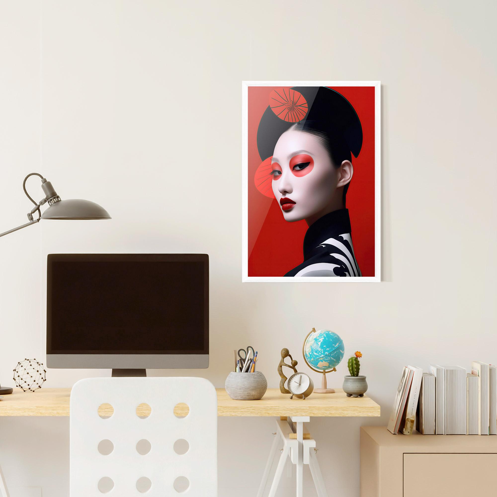 Poster Înrămat Asiatic Red Makeup mockup 6