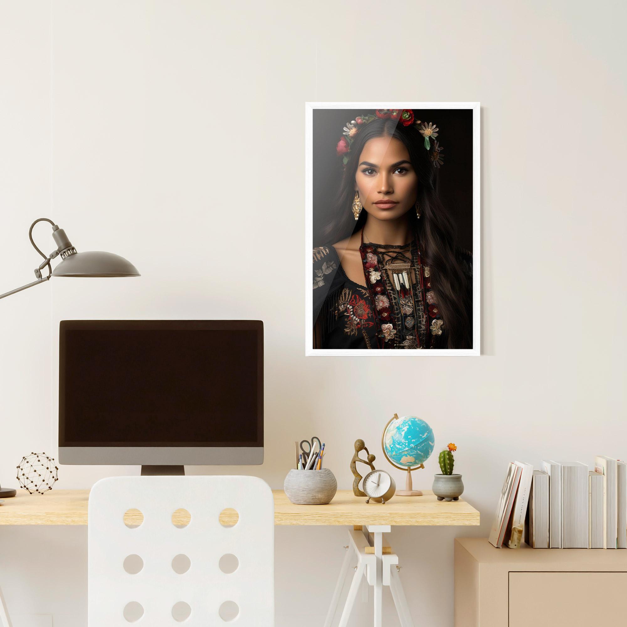 Poster Înrămat Native American Long Hair mockup 6