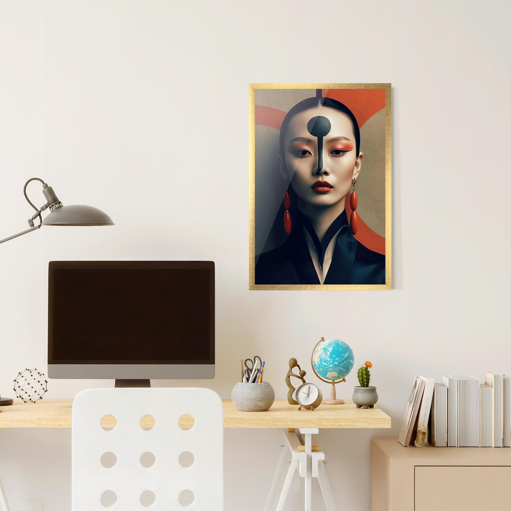 Poster Înrămat Black Circle Asian Woman mockup 6