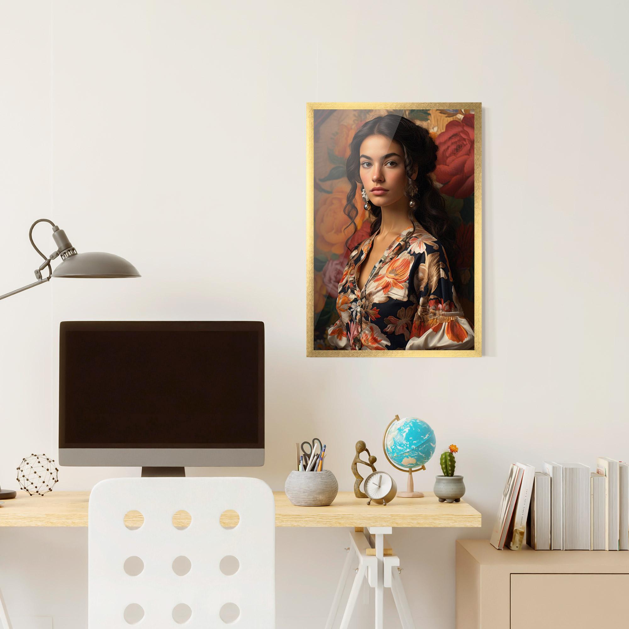 Poster Înrămat Floral Dress Lady mockup 6