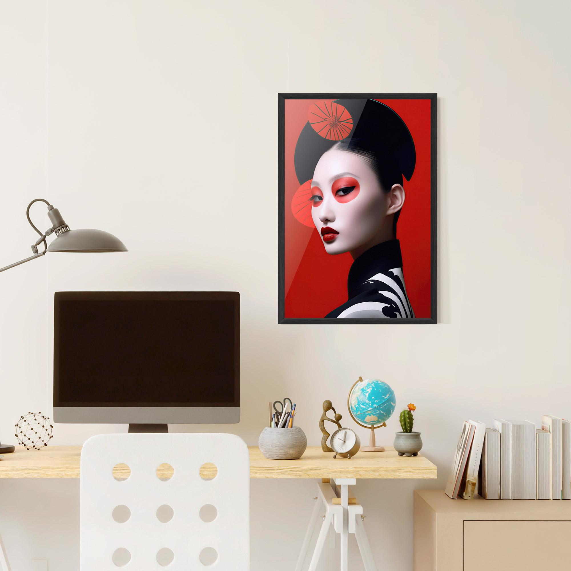 Poster Înrămat Asiatic Red Makeup mockup 6