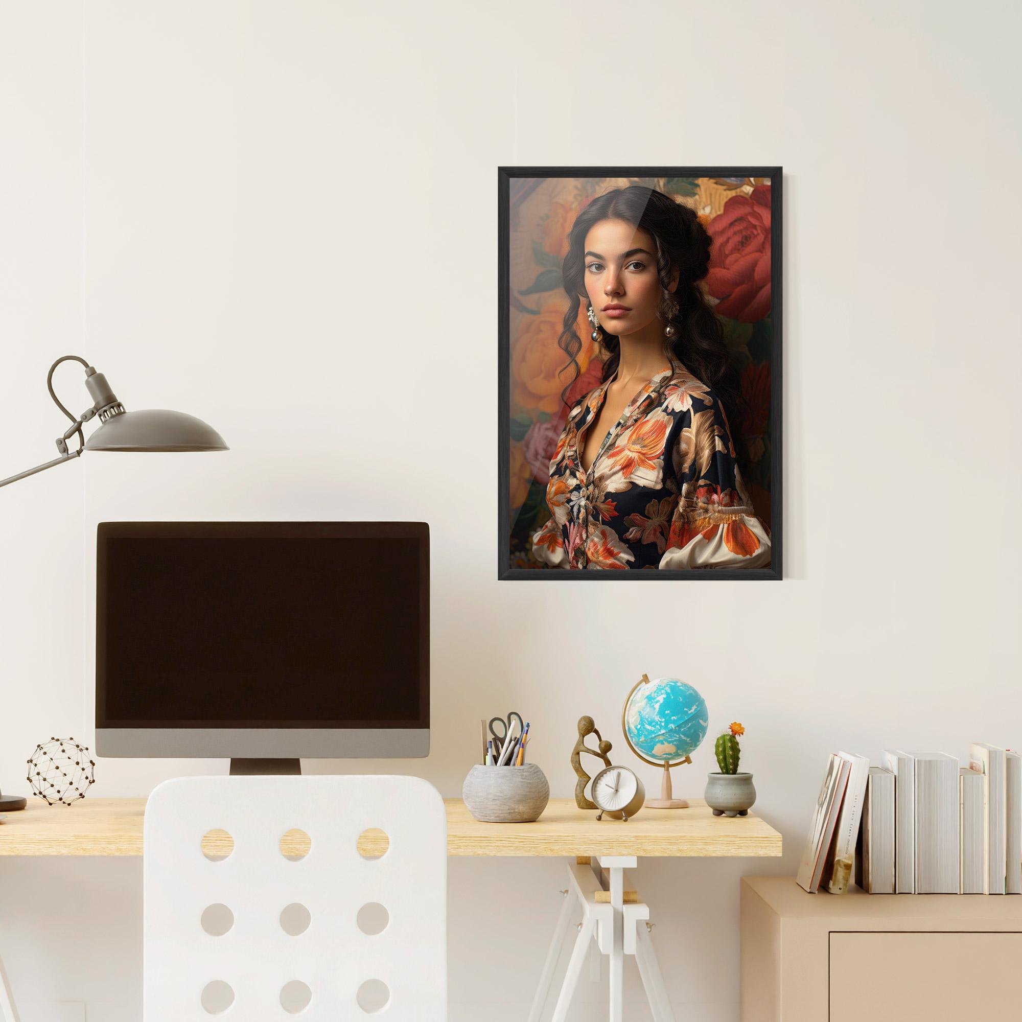 Poster Înrămat Floral Dress Lady mockup 6