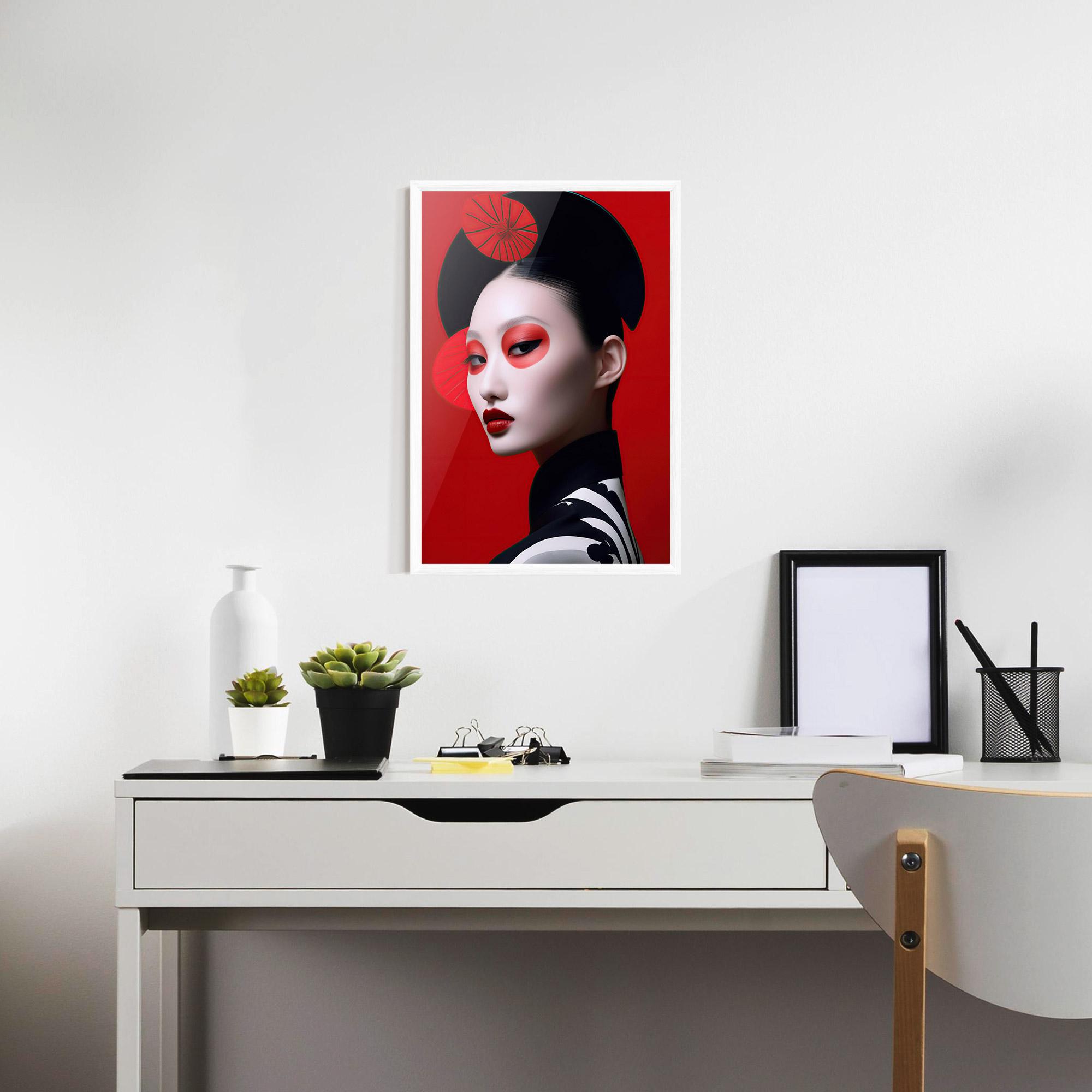 Poster Înrămat Asiatic Red Makeup mockup 7