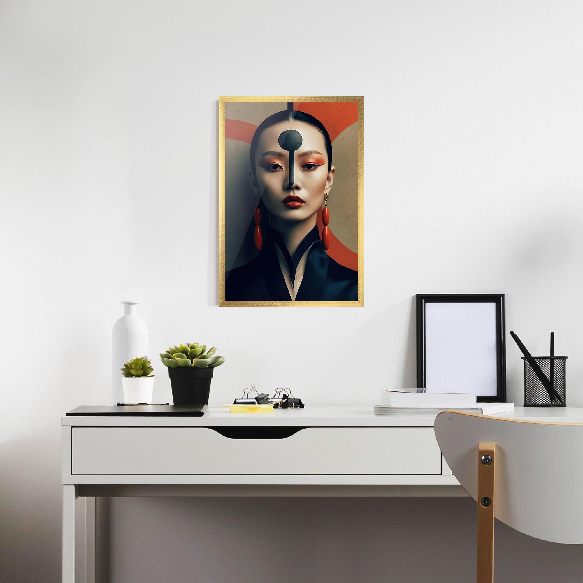 Poster Înrămat Black Circle Asian Woman mockup 7