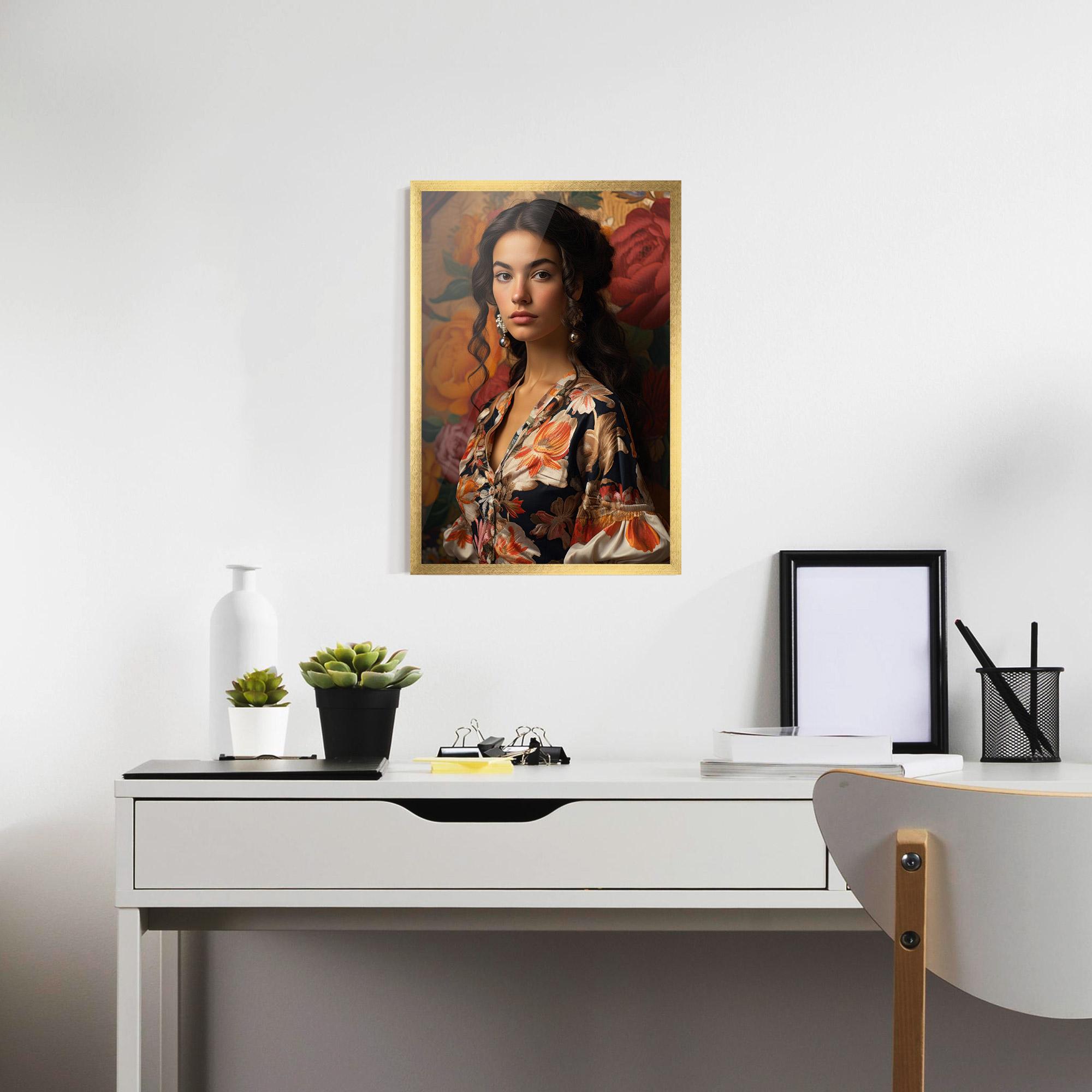 Poster Înrămat Floral Dress Lady mockup 7