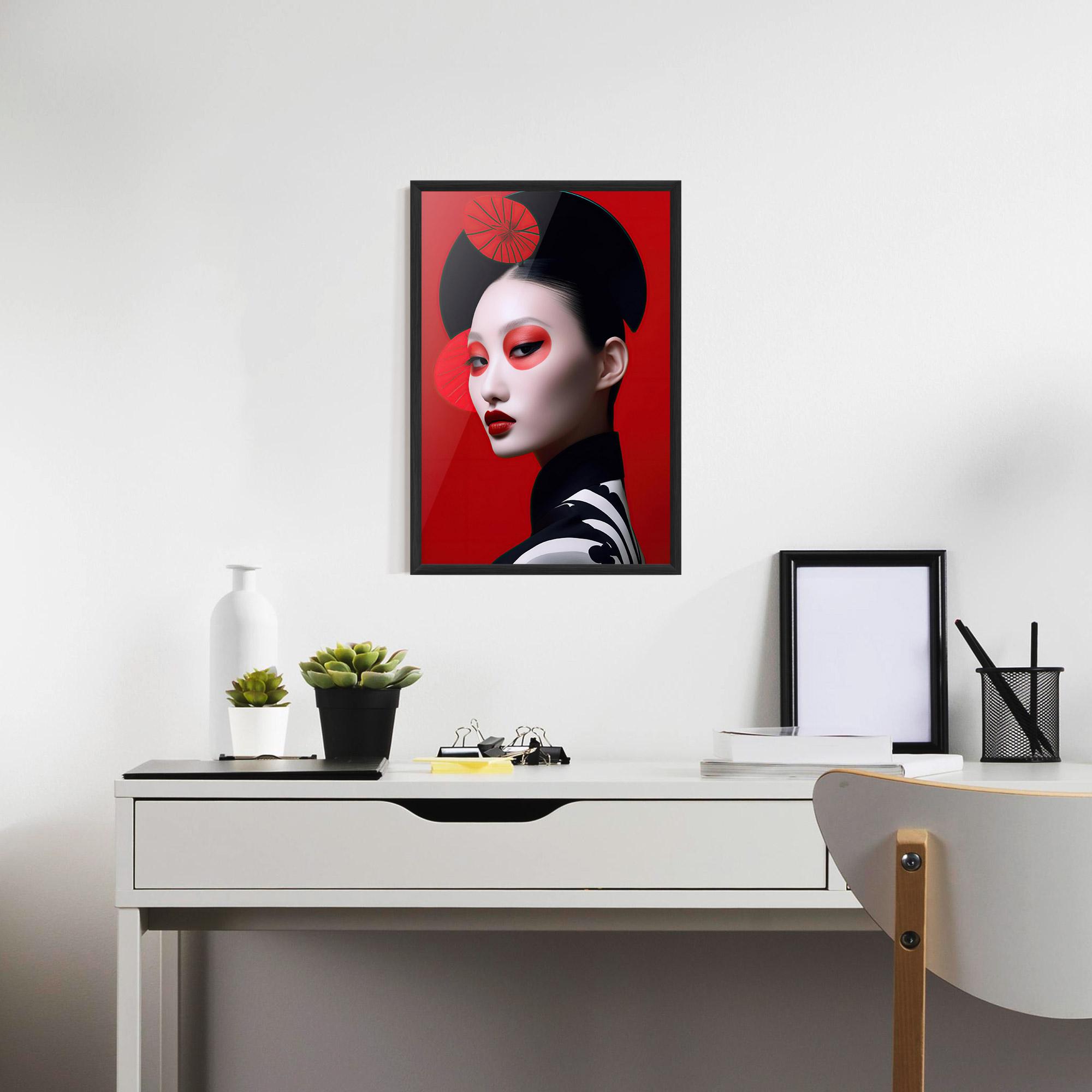 Poster Înrămat Asiatic Red Makeup mockup 7