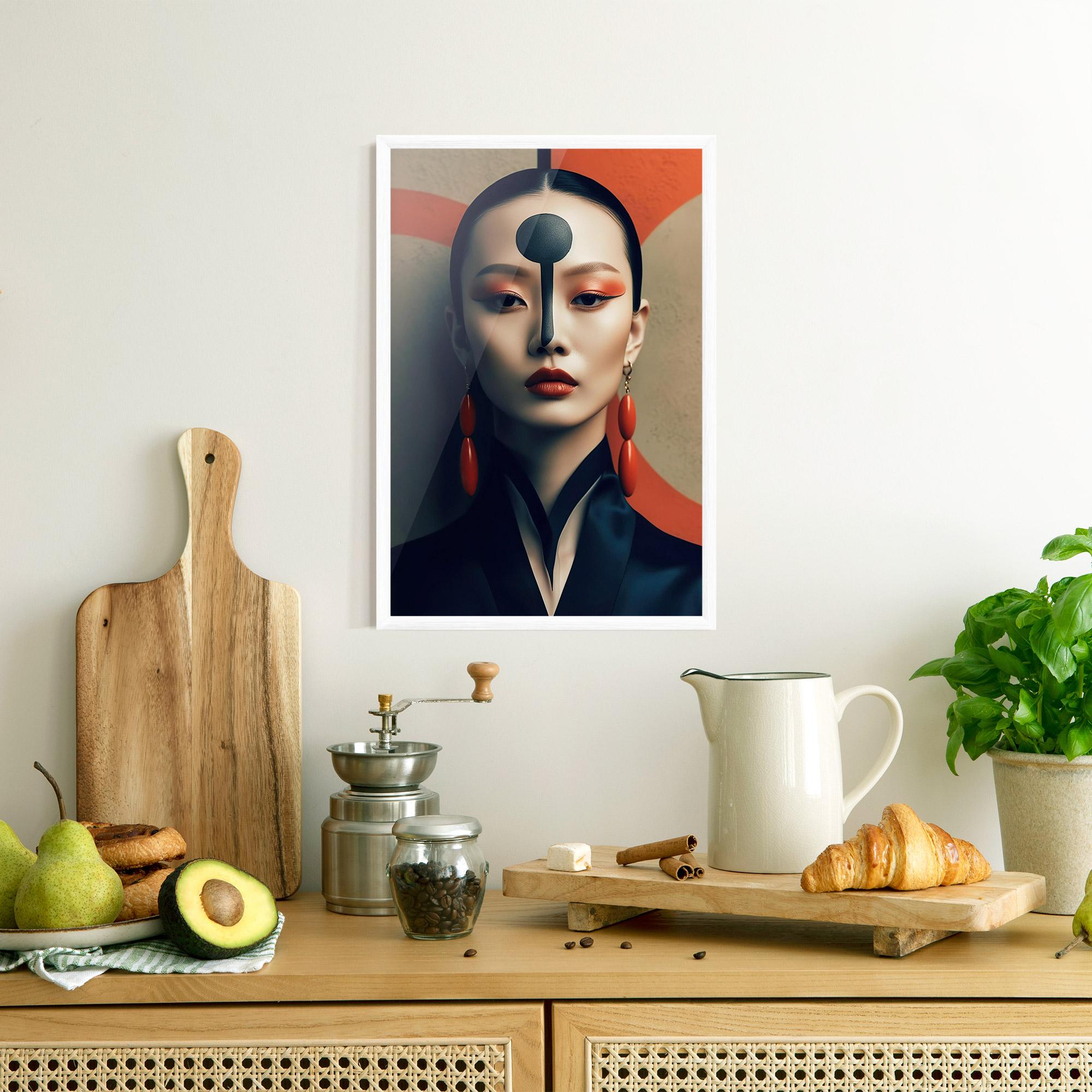 Poster Înrămat Black Circle Asian Woman mockup 8