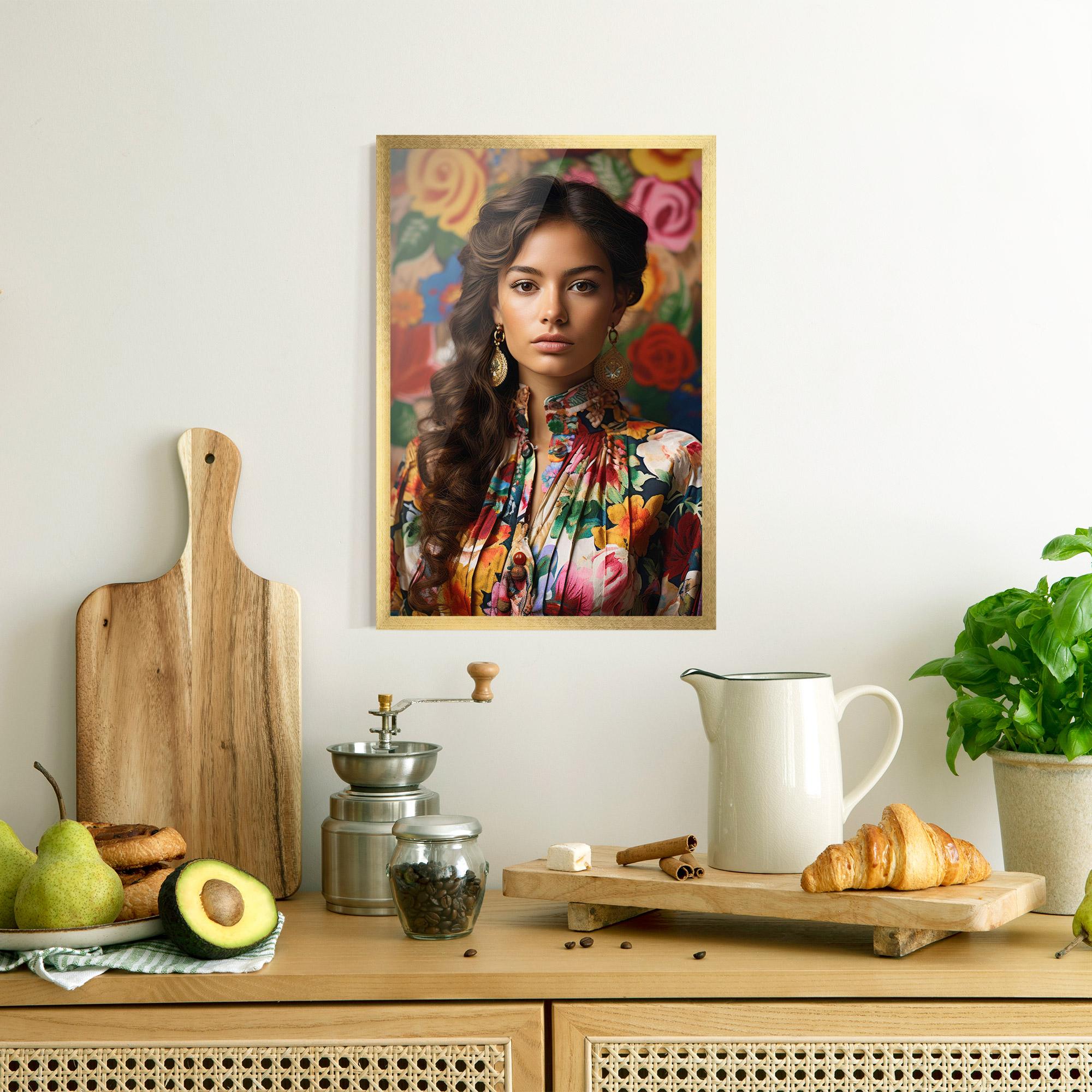 Poster Înrămat Floral Dress Long Hair mockup 8