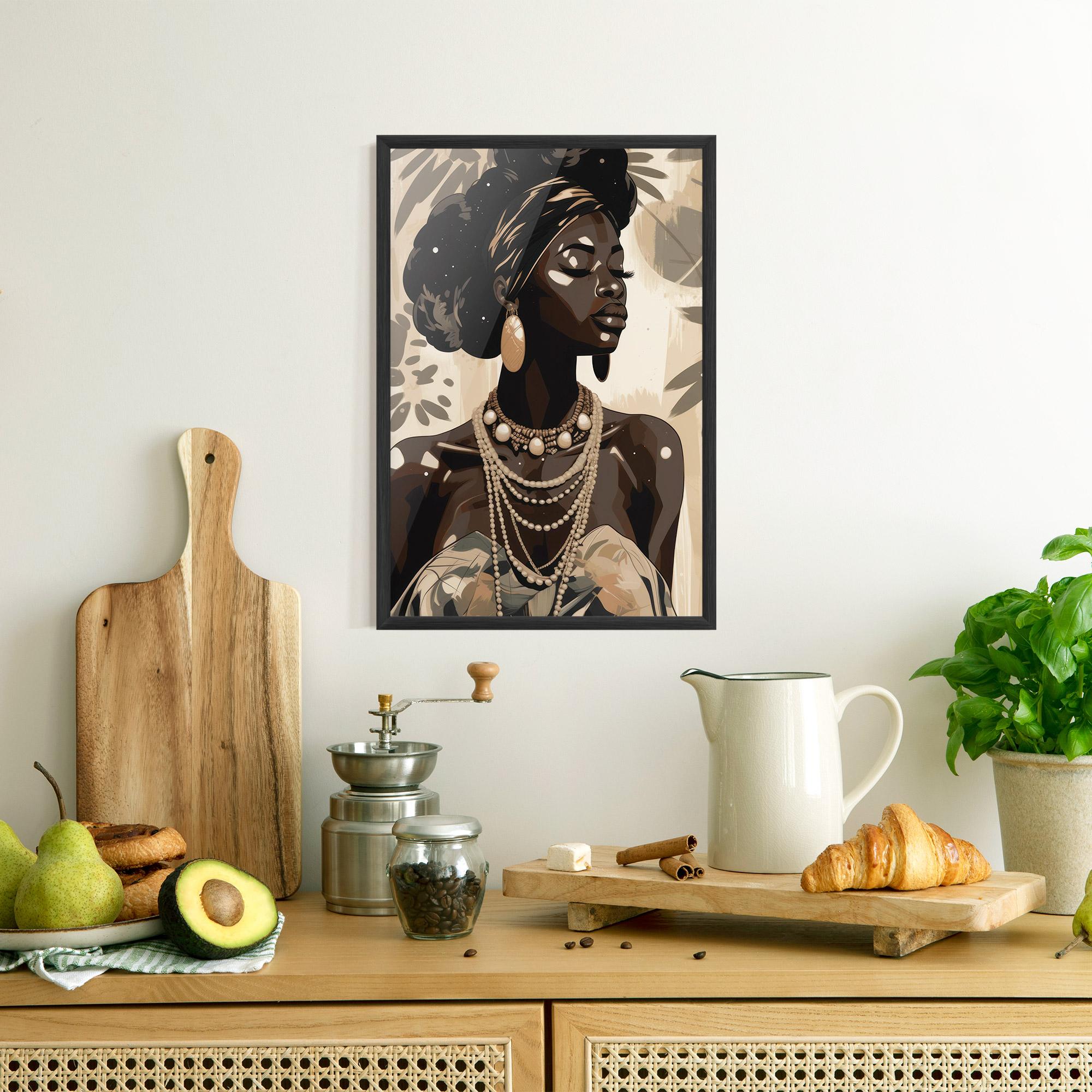 Poster Înrămat African Woman On Cream mockup 8