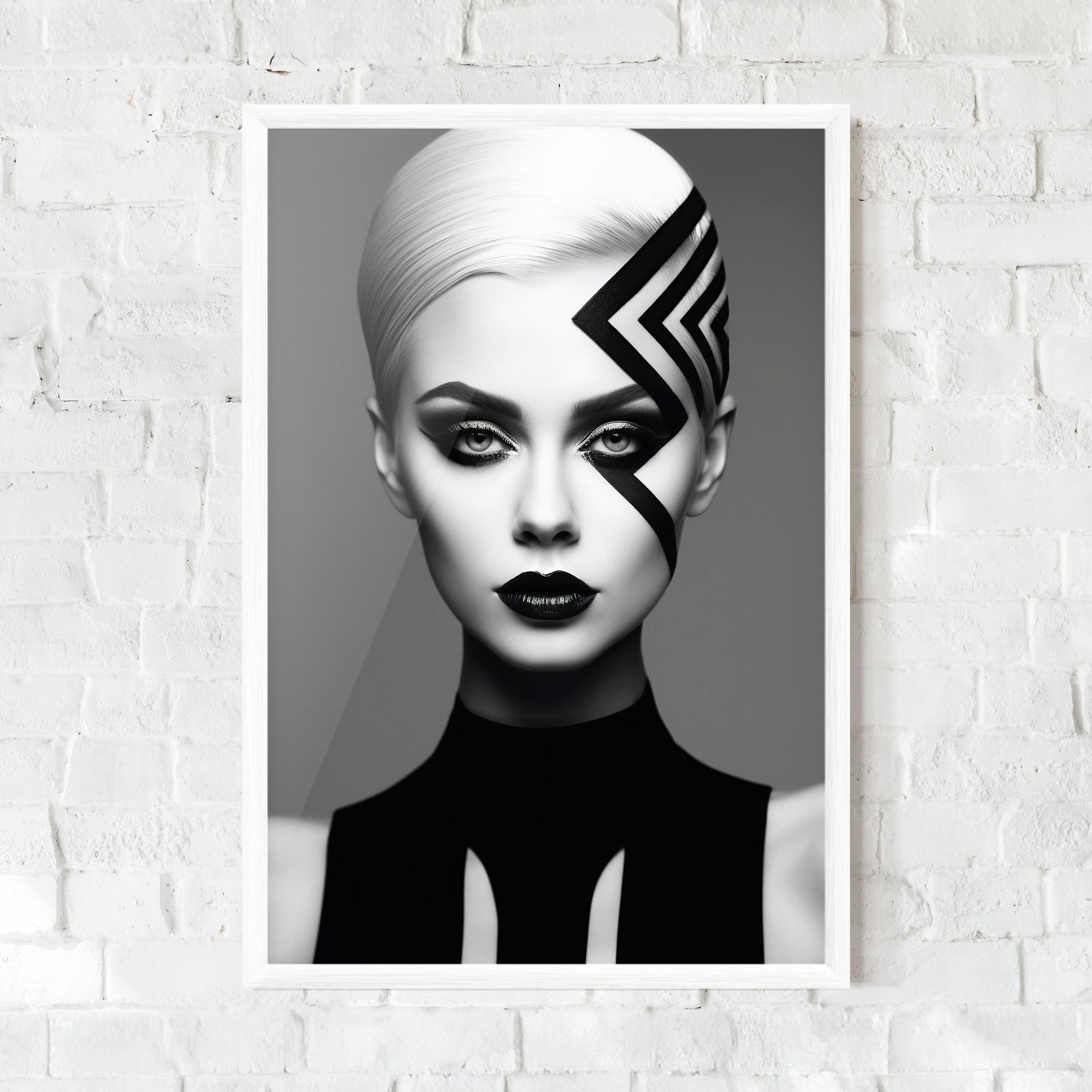 Poster Înrămat Black Lines On Face mockup 0