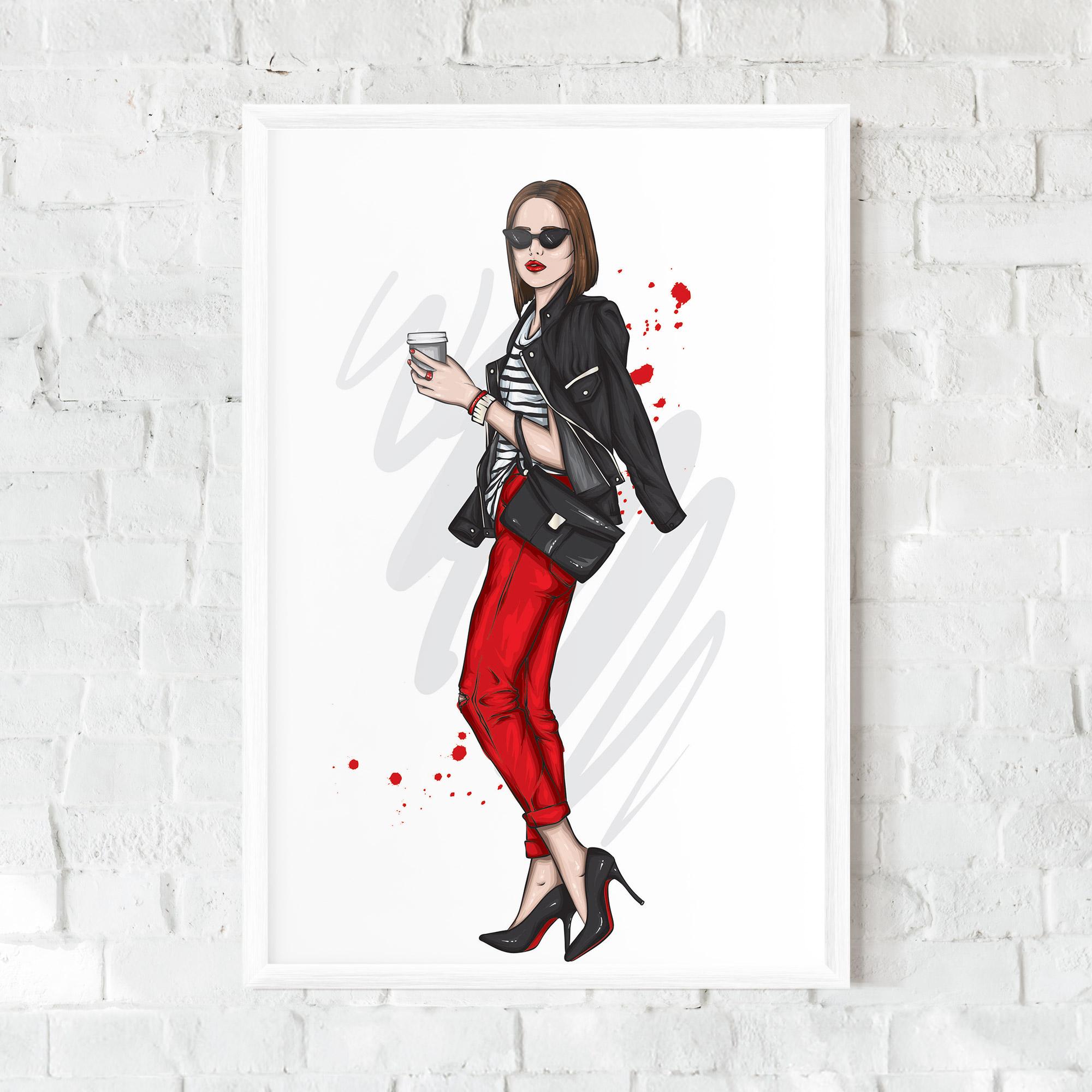 Poster Înrămat Red Pants Woman mockup 0