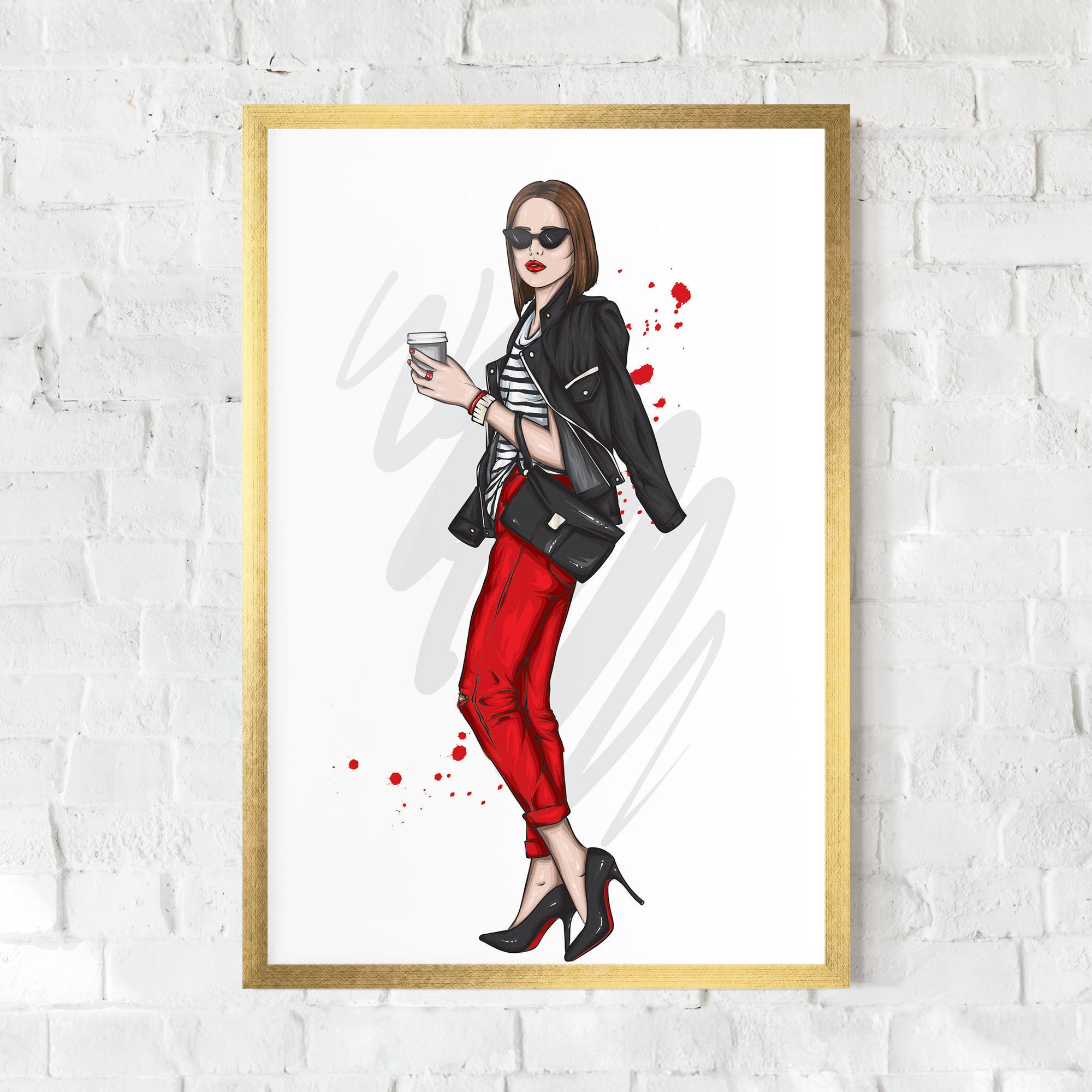 Poster Înrămat Red Pants Woman mockup 0