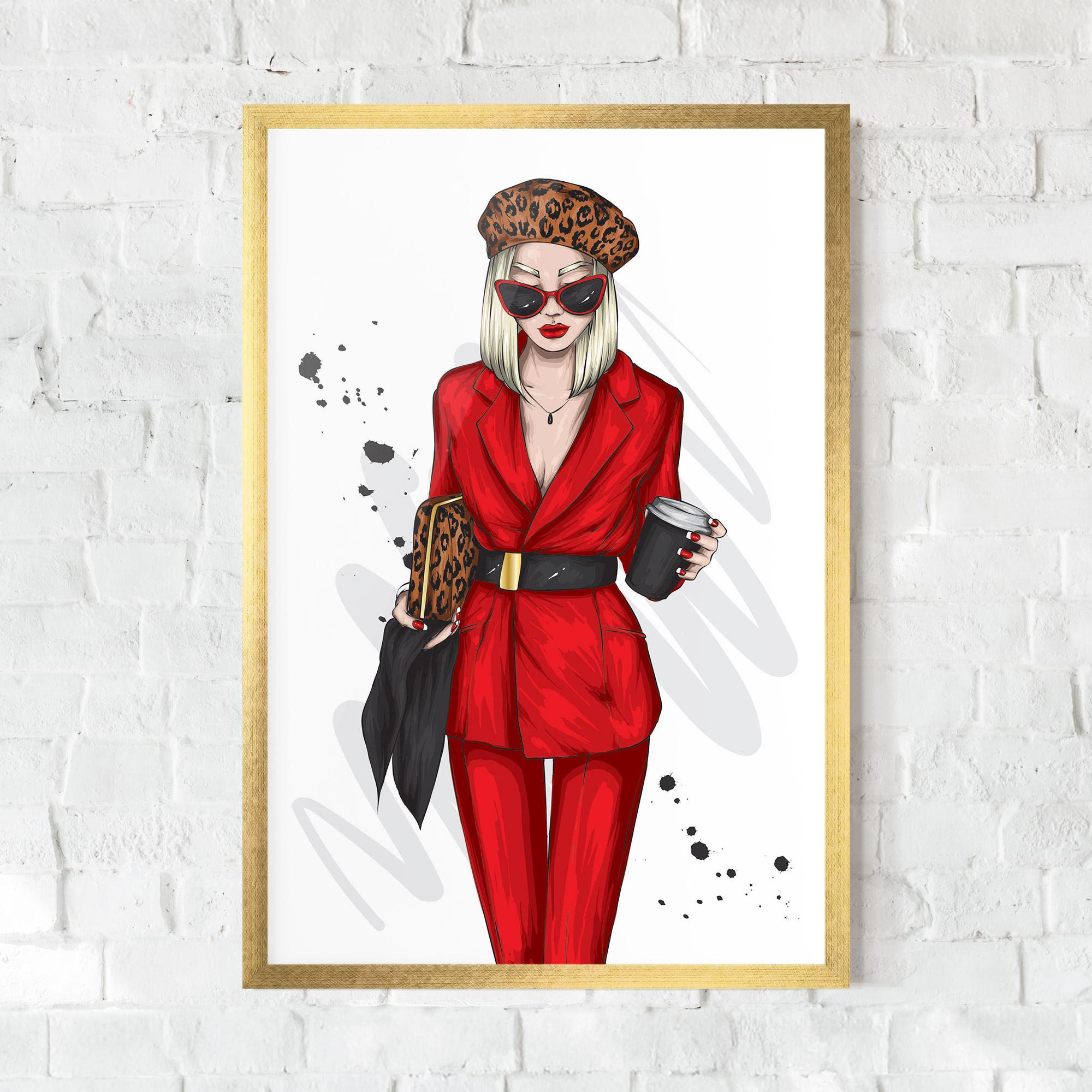 Poster Înrămat Red Suit Woman mockup 0