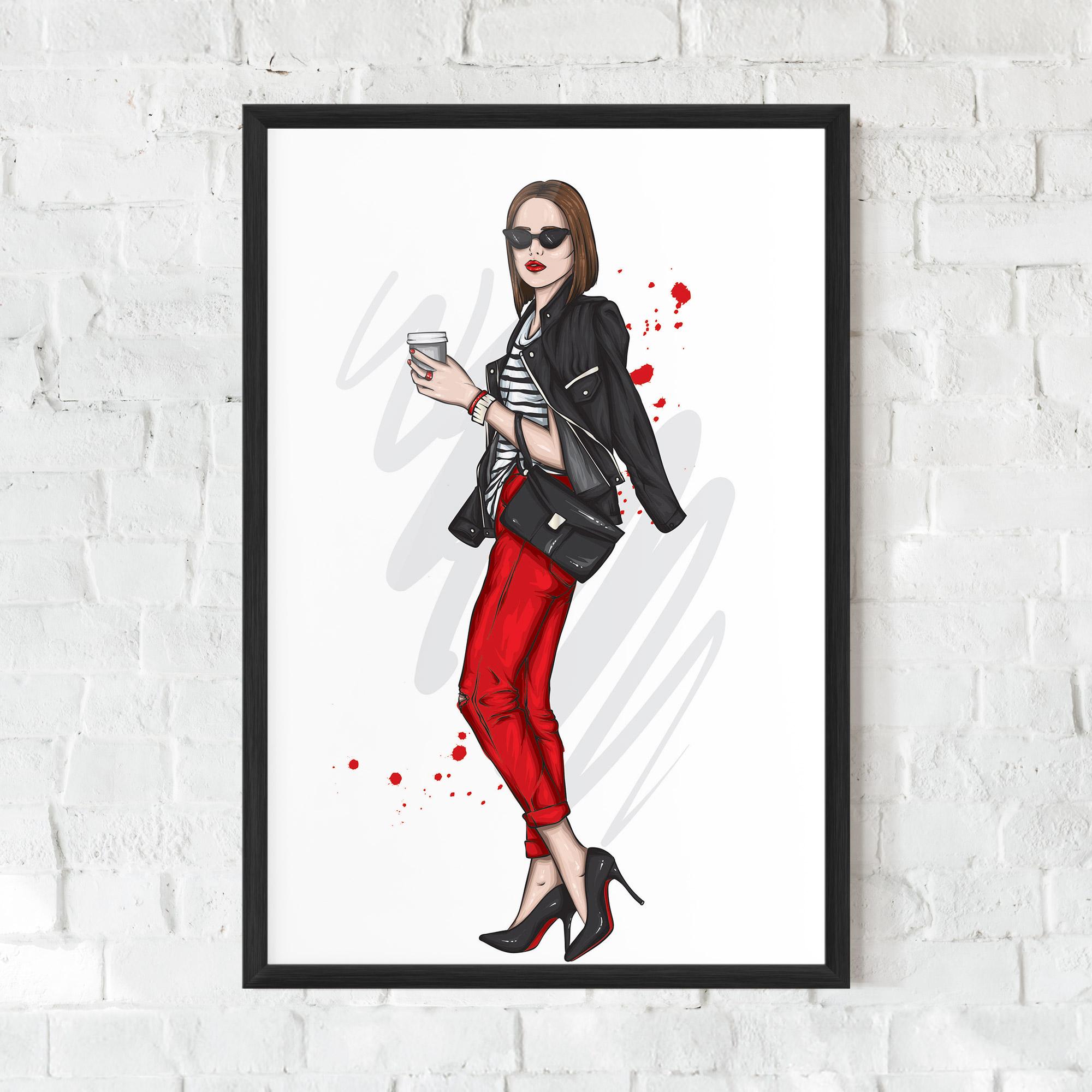 Poster Înrămat Red Pants Woman mockup 0