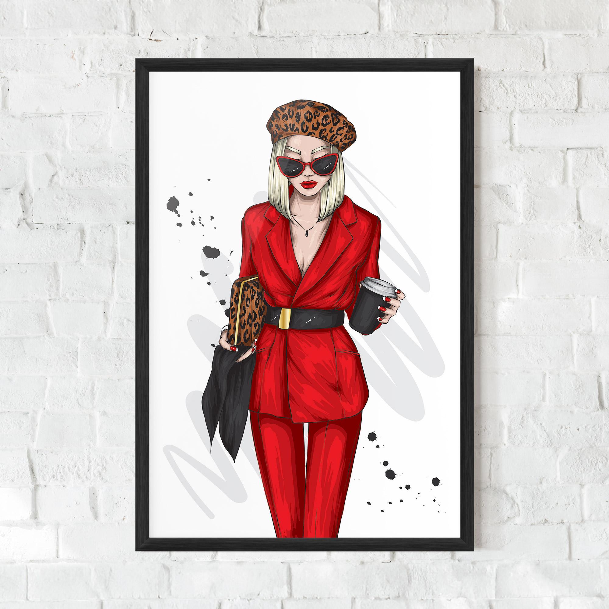 Poster Înrămat Red Suit Woman mockup 0